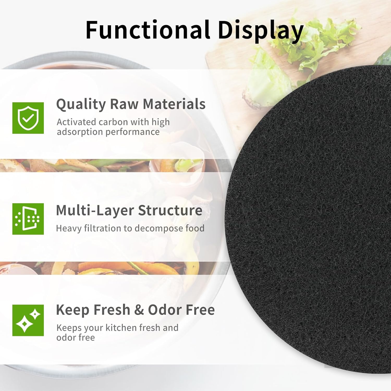 Filtro de contenedor de compost, 20 filtros de carbón de 6.7 pulgadas, filtros de carbón de abono de repuesto para cubo de abono