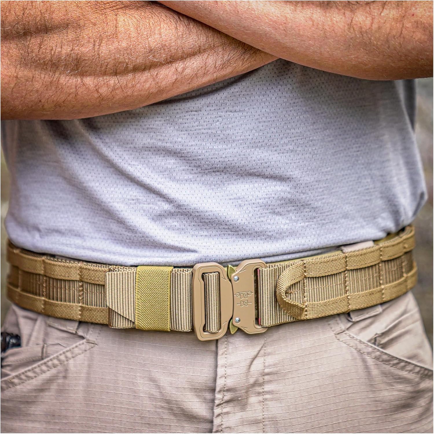 Cinturón táctico, cinturón de batalla MOLLE con hebilla de liberación rápida, cinturón de pistola resistente para aplicación de la ley para Airsoft