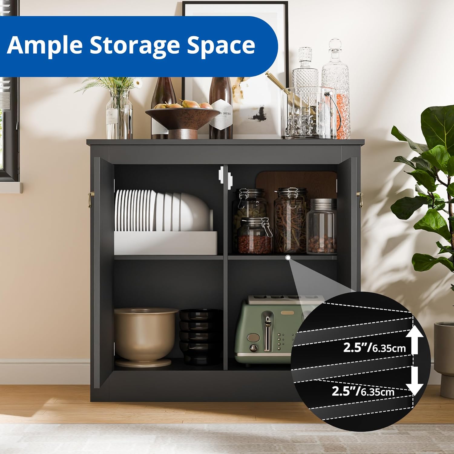 Cozy Castle Gabinete de buffet con almacenamiento  Armario de almacenamiento de cocina, mesa consola de madera, gabinete de café para sala de estar,