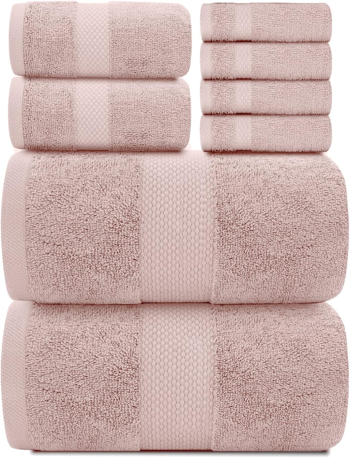 Juego de 8 toallas de baño de lujo, color blanco, 700gsm de grosor, algodón peinado, calidad de hotel, 2 toallas de baño, 2 toallas de mano, 4