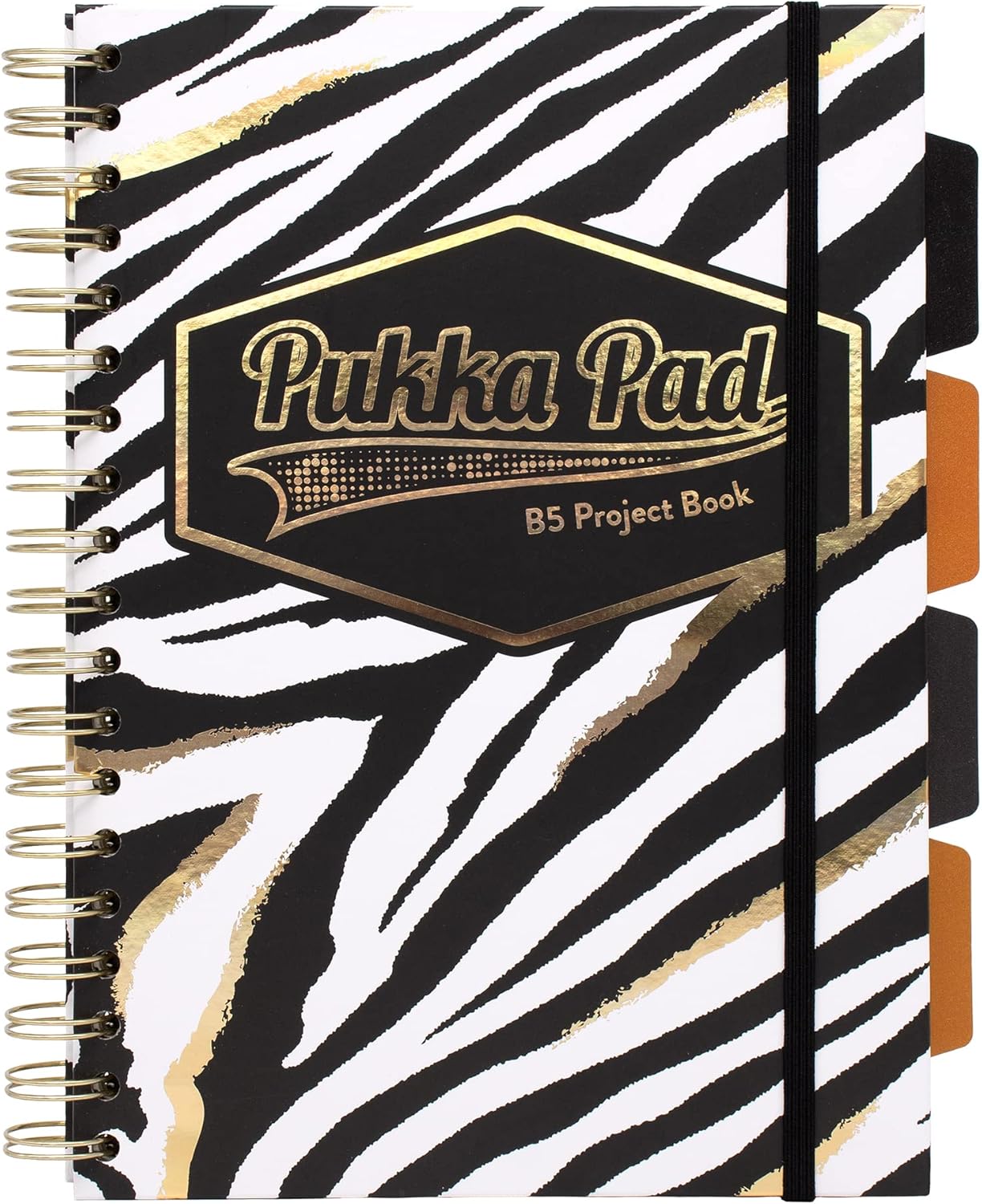 Pukka Pad, Wild B5 – Libros de proyectos de tapa dura, paquete de 2 cuadernos encuadernados con diseño de cebra y leopardo, incluye 4 divisores