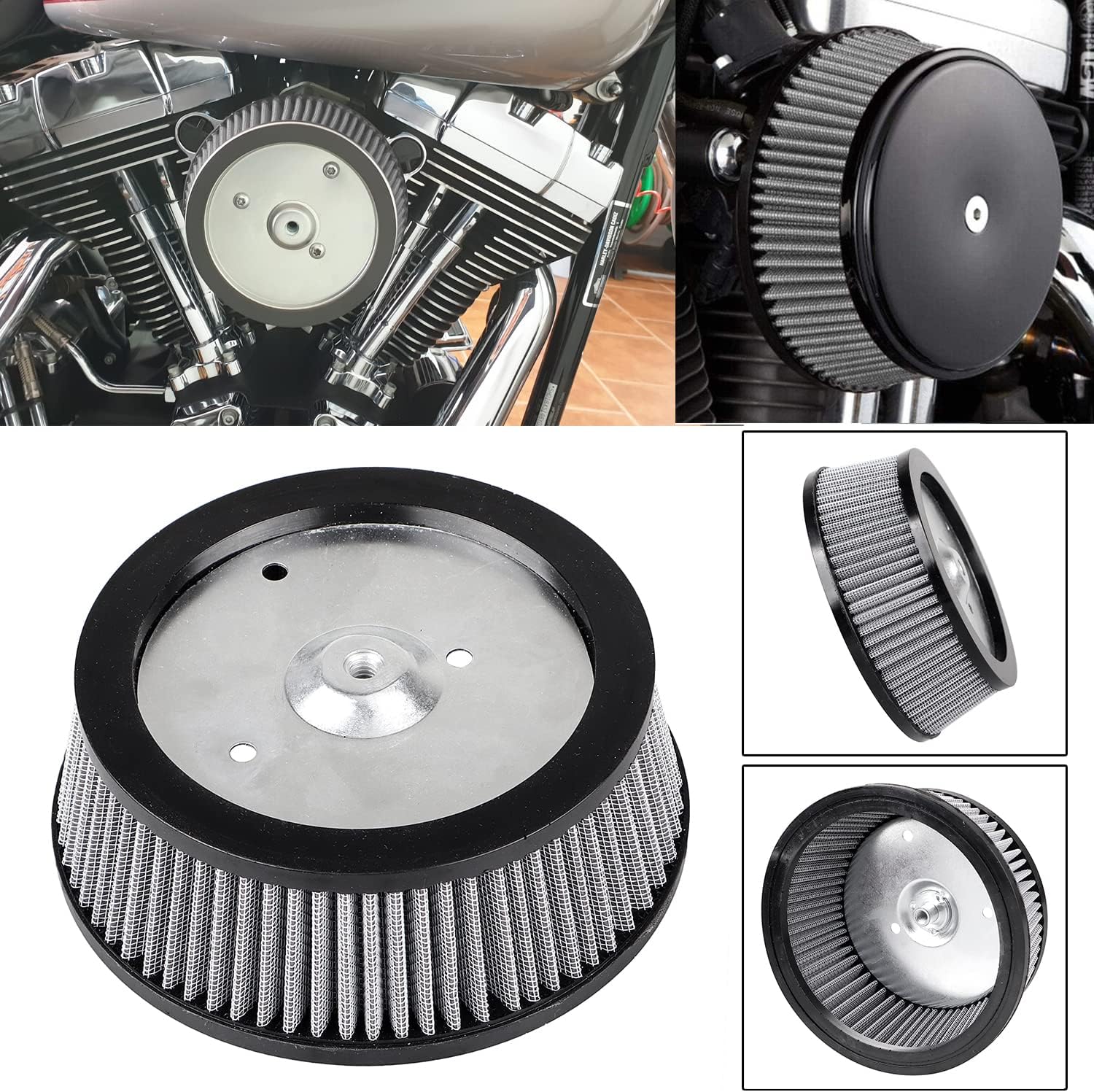 Reemplazo de elemento limpiador de aire de ventosa gris para Harley Big Twin 1999-2017 Dyna Softail Road King FLHR