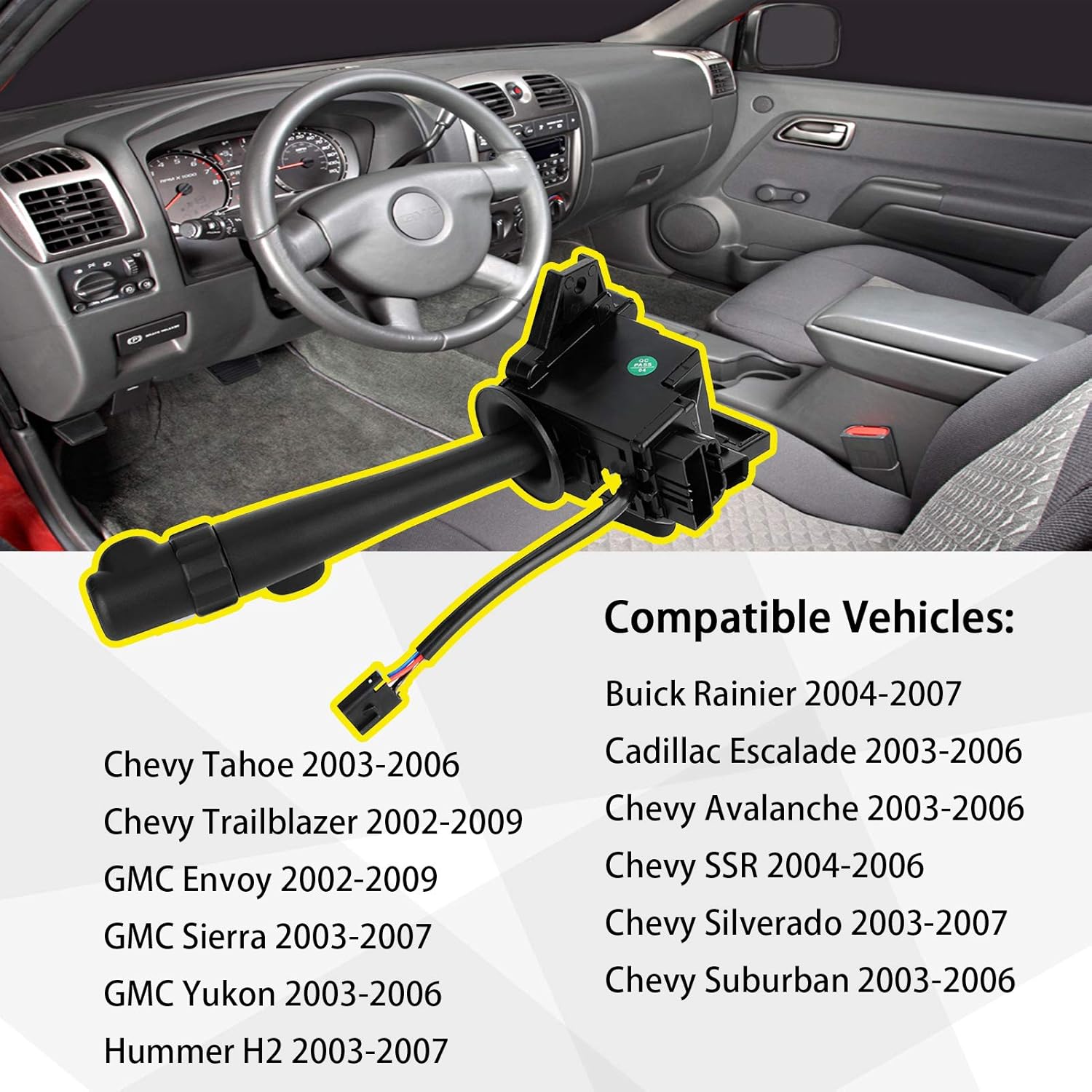 Bicos Interruptor de señal de giro, combinación de atenuador de limpiaparabrisas, interruptor multifunción, compatible con Chevy, Silverado, Tahoe,