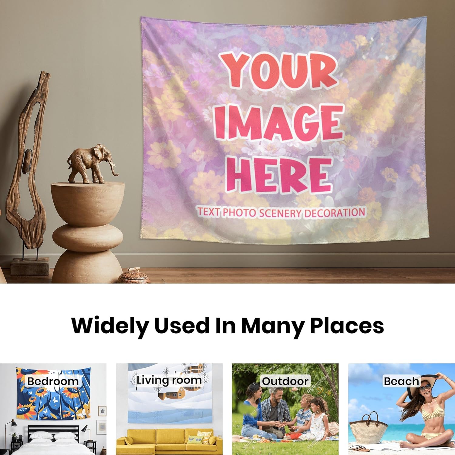 kakapiu Tapiz personalizado, póster personalizado, diseño de tus fotos, collage, decoración para colgar en la pared, bodas, hogar, regalos