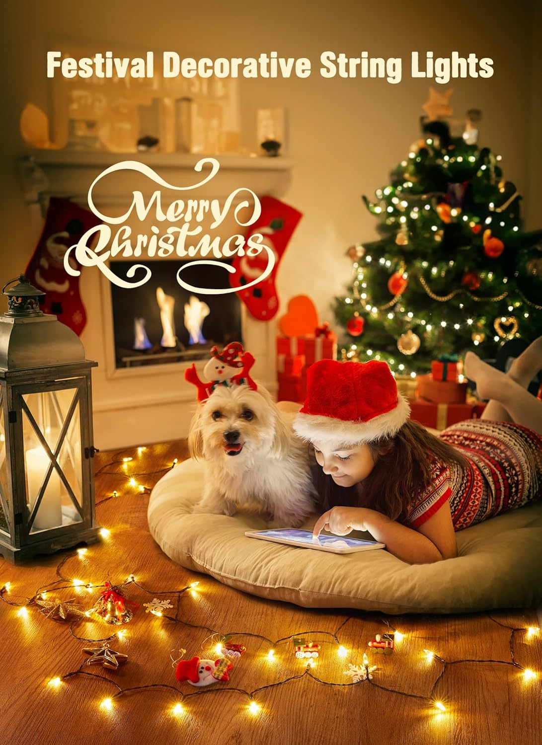 Guirnalda de luces de Navidad a pilas, 20 luces LED de 8 pies con temporizador, luces de árbol de Navidad para interiores y exteriores, dormitorio,