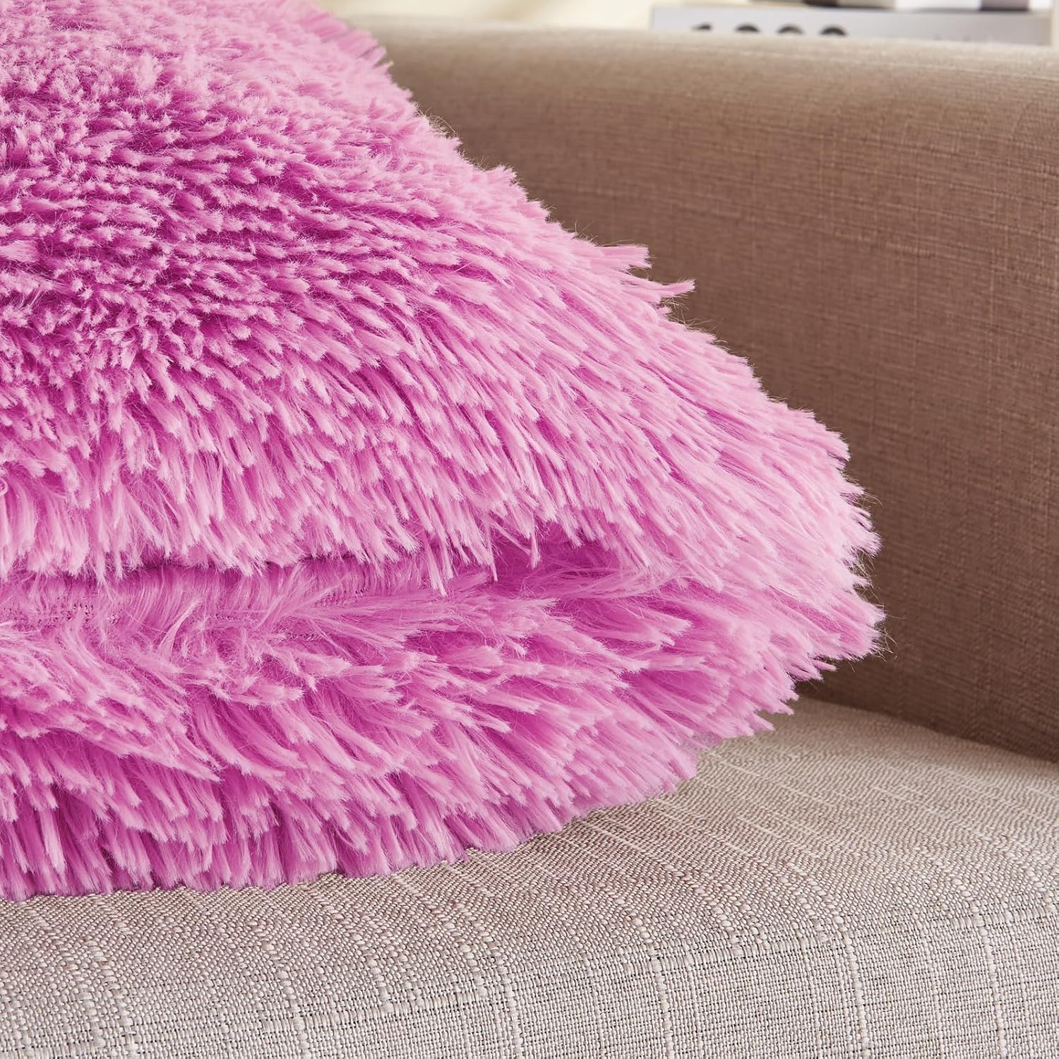 GONAAP Funda de almohada de piel sintética decorativa para sofá, cama de automóvil, 18 x 18 pulgadas (rosa claro, 18 x 18 pulgadas (paquete de 2))
