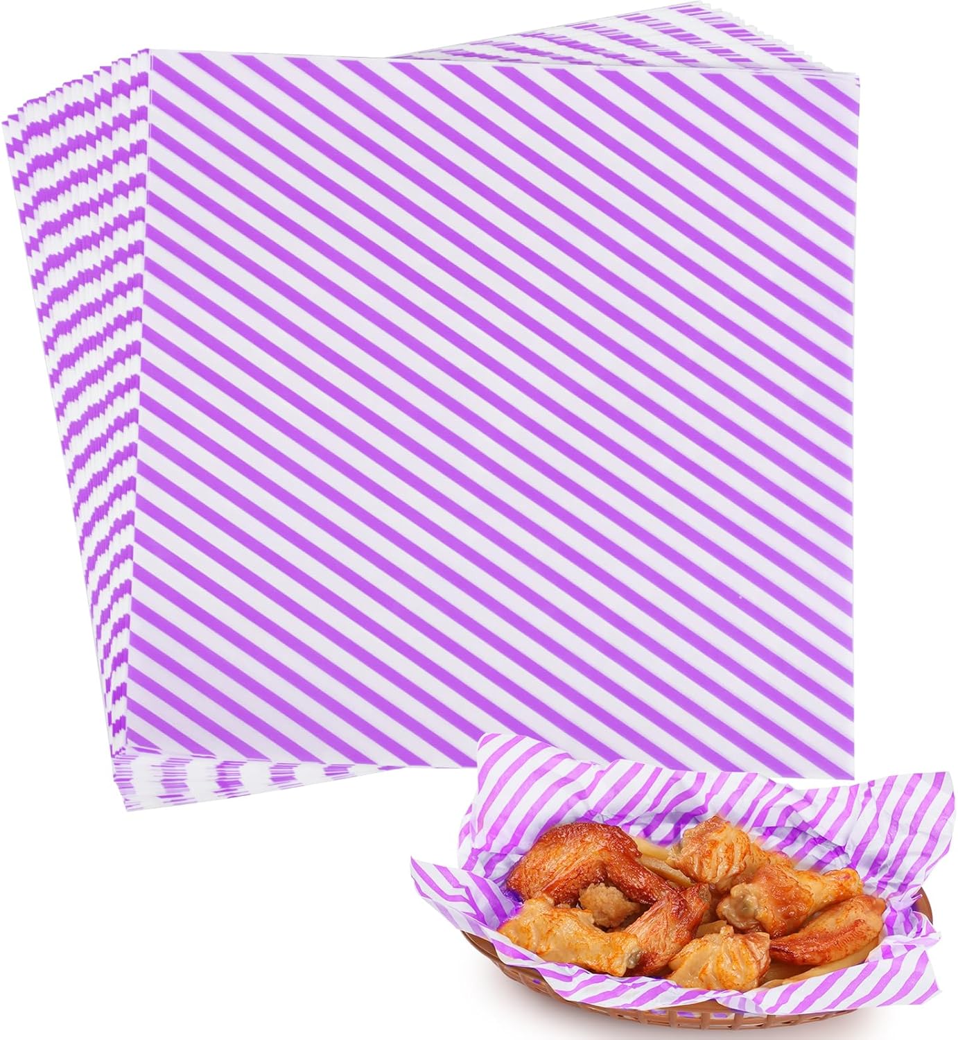 GeeRic Hojas de papel encerado de 12 x 12 pulgadas, 100 forros para cestas de alimentos para sándwiches, hamburguesas, envoltorios de alimentos