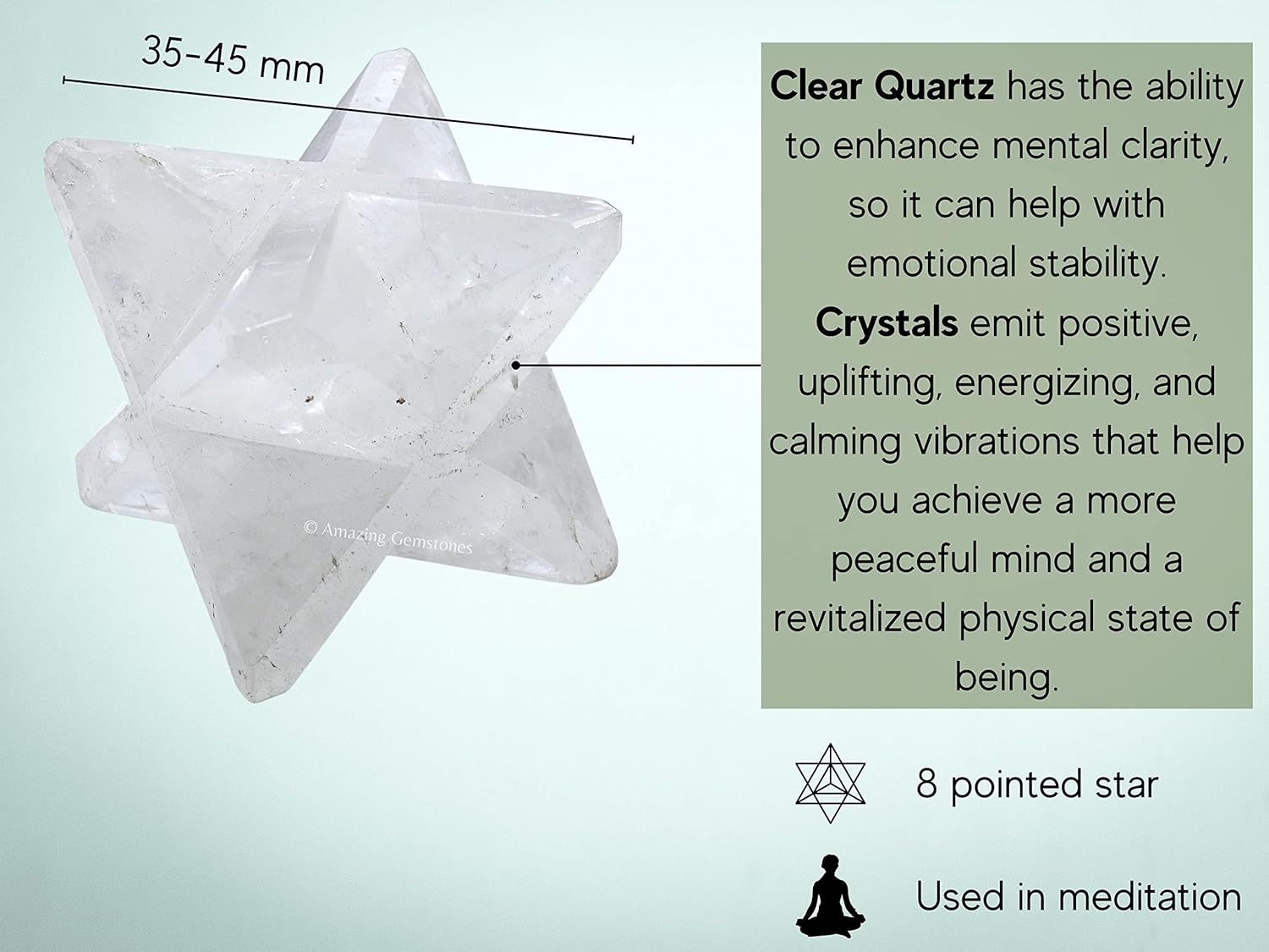 Cuarzo Transparente Merkaba Crystal – 1.5″ Pulgadas 3D Metatrones Cubo Cristal Merkaba