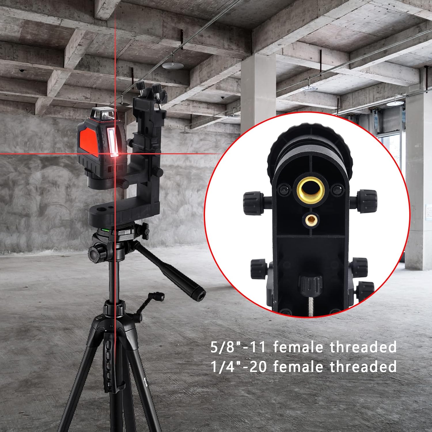 Adaptador de soporte magnético de nivel láser, base giratoria magnética multifuncional con clip, rosca macho de 14″-20 y 58″-11 – DMB02