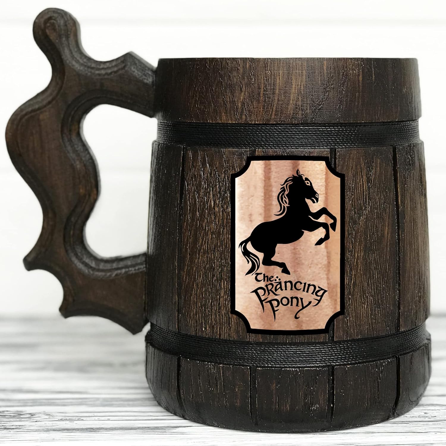 Prancing Pony Mug Lord Rings Wooden Beer Stein. Fathers Day Gifts. Anniversary Gift for Husband. Birthday Gifts For Him. Wooden Beer Mug Beer