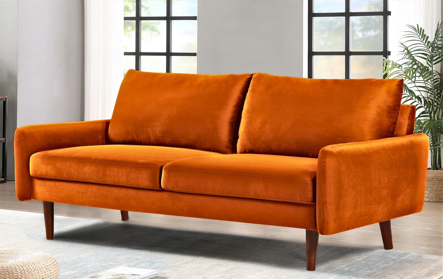 US Pride Furniture Kent – Moderno sofá de terciopelo, cómodo sofá de 3 plazas para salas de estar y espacios pequeños, muebles de estudio ideales