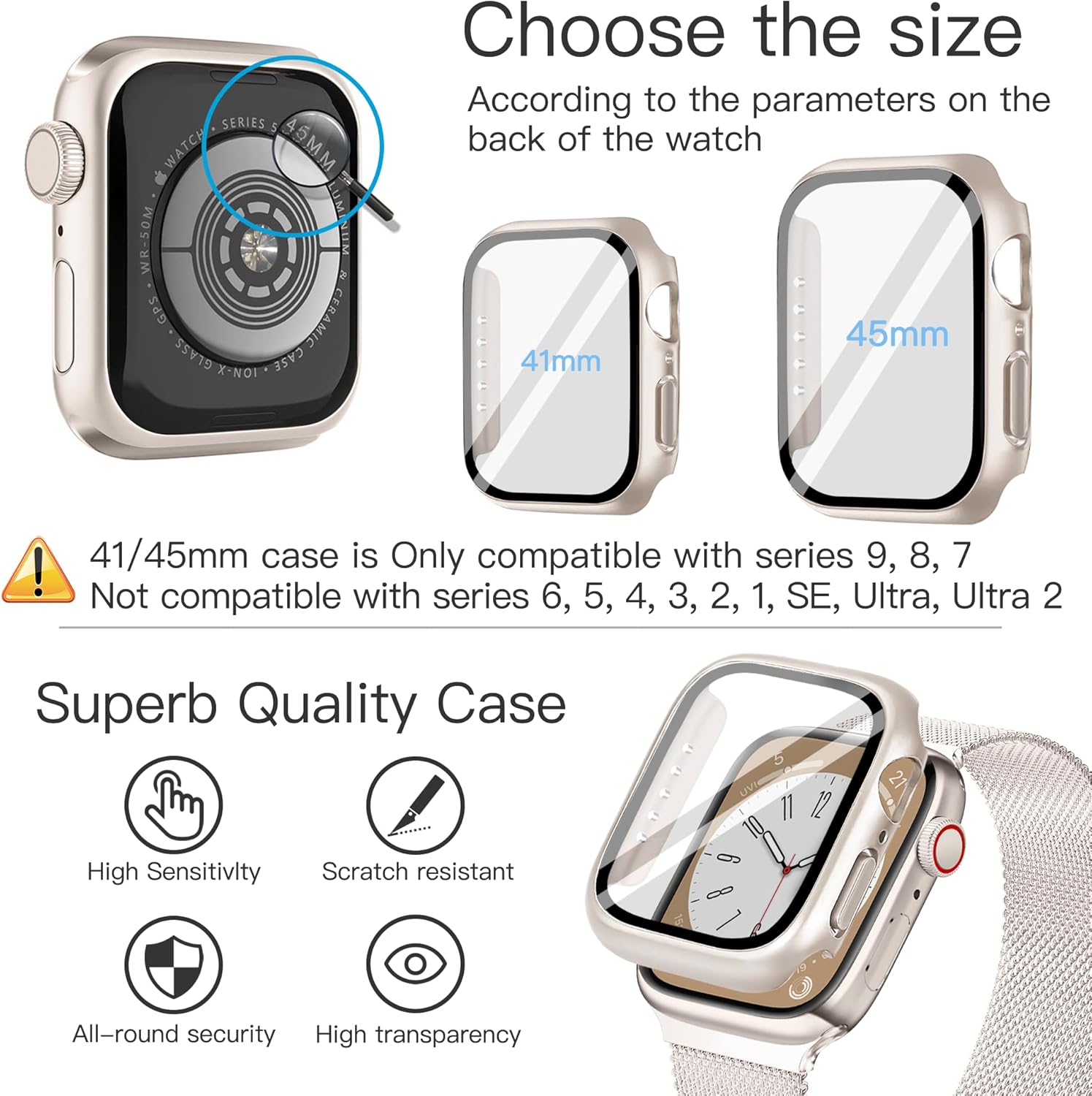 Mazuboho Paquete de 2 correas de metal compatibles con correas de Apple Watch para mujer con caja de 1.575 in 1.614 in 1.732 in 1.772 in, correas de