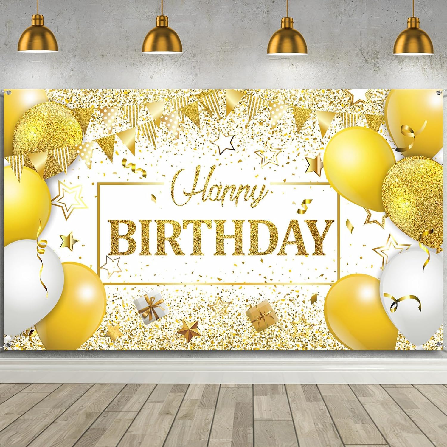 Fondo de decoración de feliz cumpleaños, cartel de fondo de cumpleaños con purpurina, pancarta de feliz cumpleaños, suministros de fiesta de