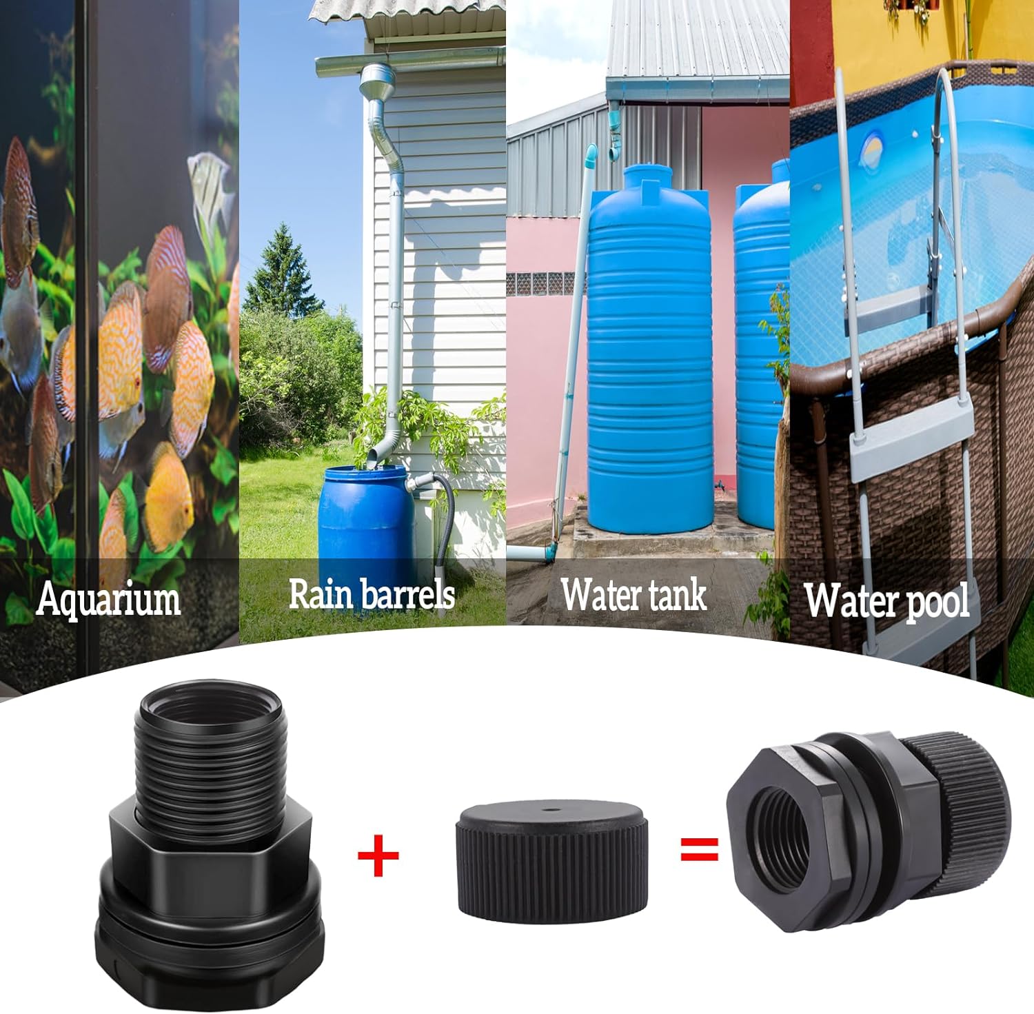 Manguera de jardín de PVC con enchufe, NPT hembra de 12 pulgada, GHT macho de 34 pulgadas (rosca de manguera de jardín), para barriles de lluvia,