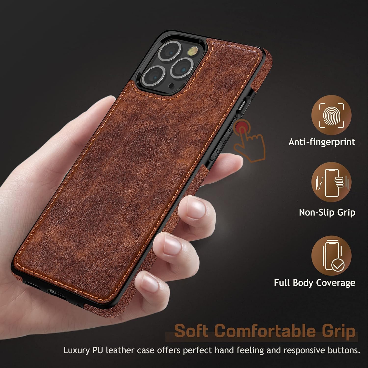 LOHASIC Funda para iPhone 14 Pro Max, delgada de piel sintética de lujo, agarre antideslizante, resistente, a prueba de golpes, funda protectora de