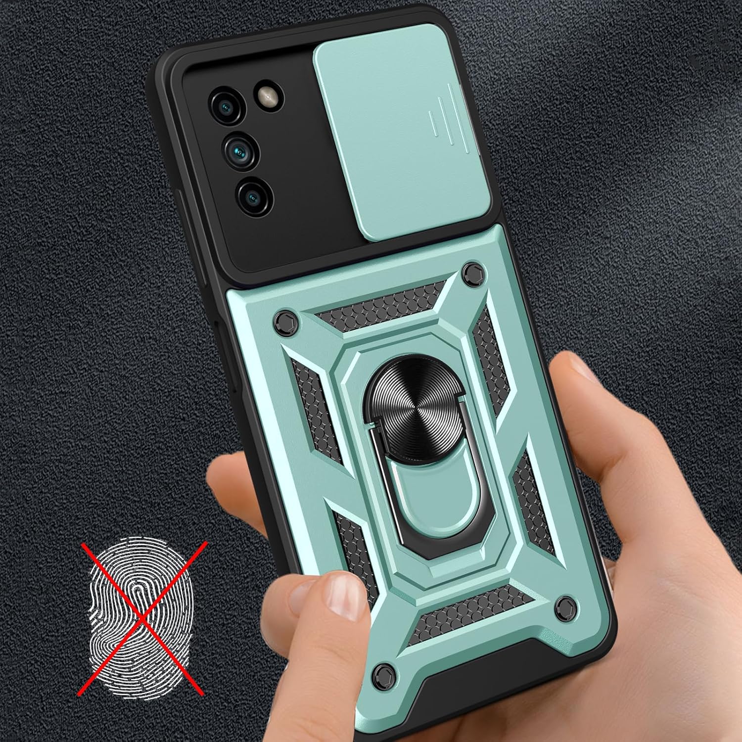 Oududianzi – Funda para Nokia G400 5G, con 2 protectores de pantalla, protección de cámara con cubierta deslizante, soporte giratorio a prueba de
