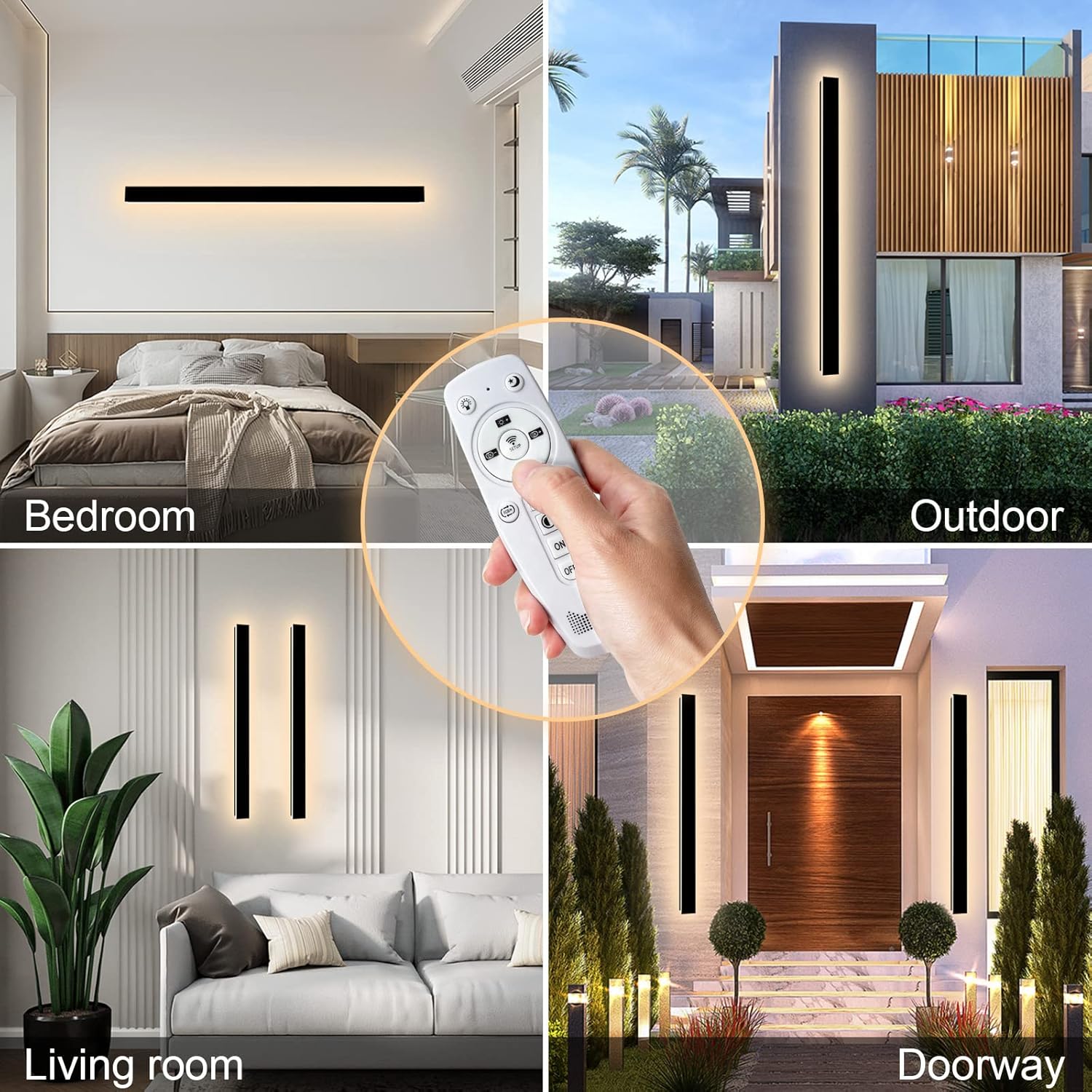 SJIGUANGZ Luces de pared modernas para exteriores de 39 pulgadas, 3000K-6000K, aplique de pared para exteriores regulable con control remoto, IP65