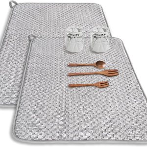 Paquete de 2 alfombrillas de microfibra para secar platos, escurridor de platos absorbente de 24 x 17 pulgadas, almohadilla de secado de platos de Paquete de 2 alfombrillas de microfibra para secar platos, escurridor de platos absorbente de 24 x 17 pulgadas, almohadilla de secado de platos de