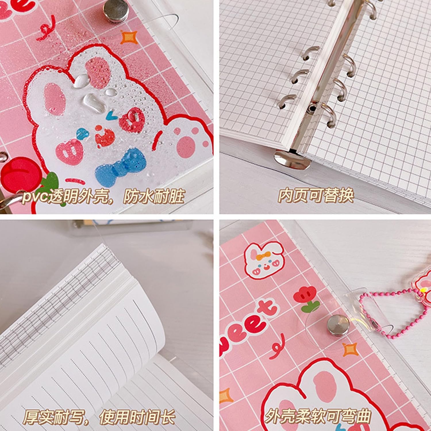 Cuadernos escolares de 6 anillos para niños y niñas (azul)