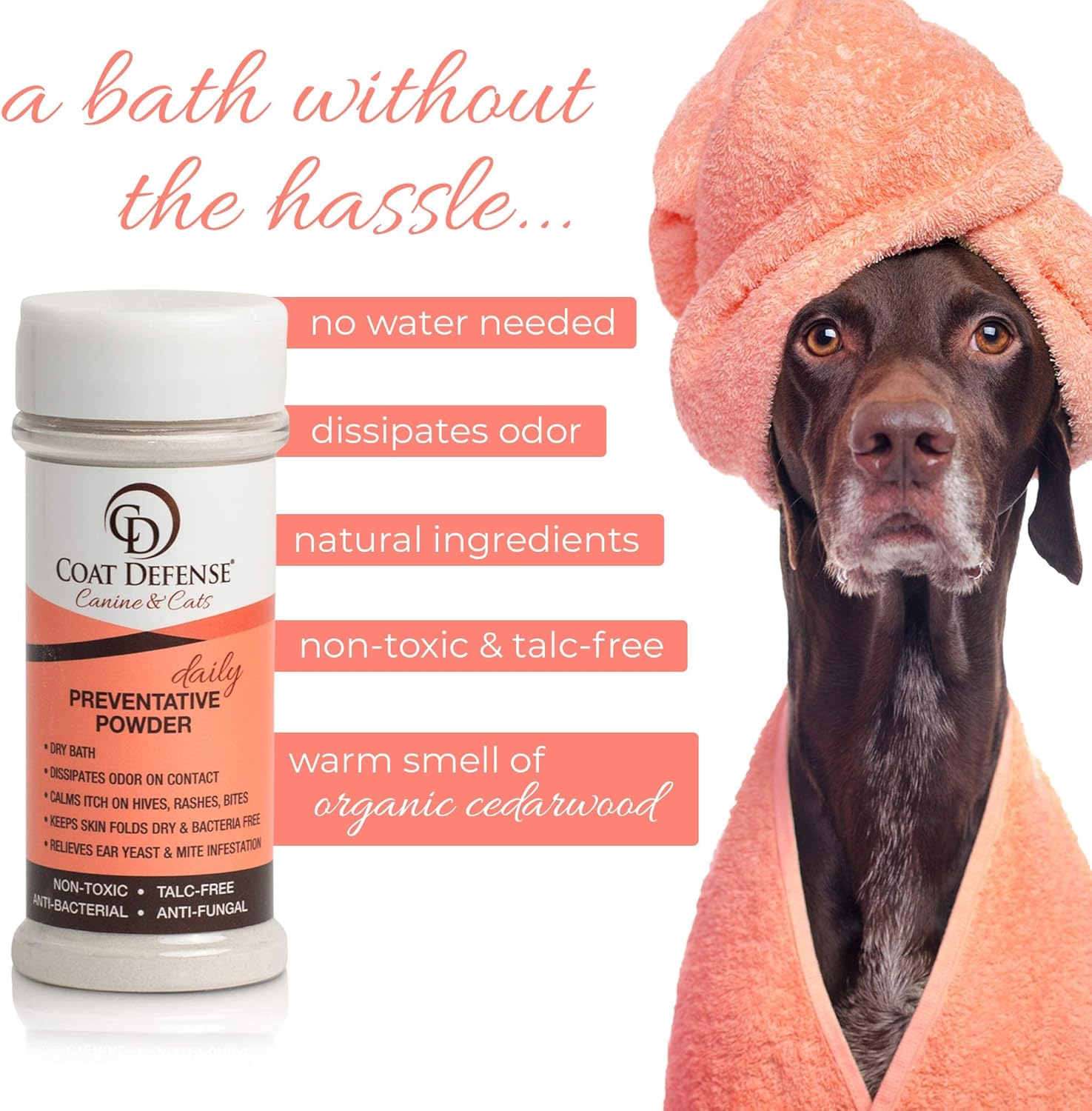 Canine Daily – Paquete de recambio de polvo preventivo  Hecho en Estados Unidos  38 onzas de champú sin agua para perros y gatos y desodorante para