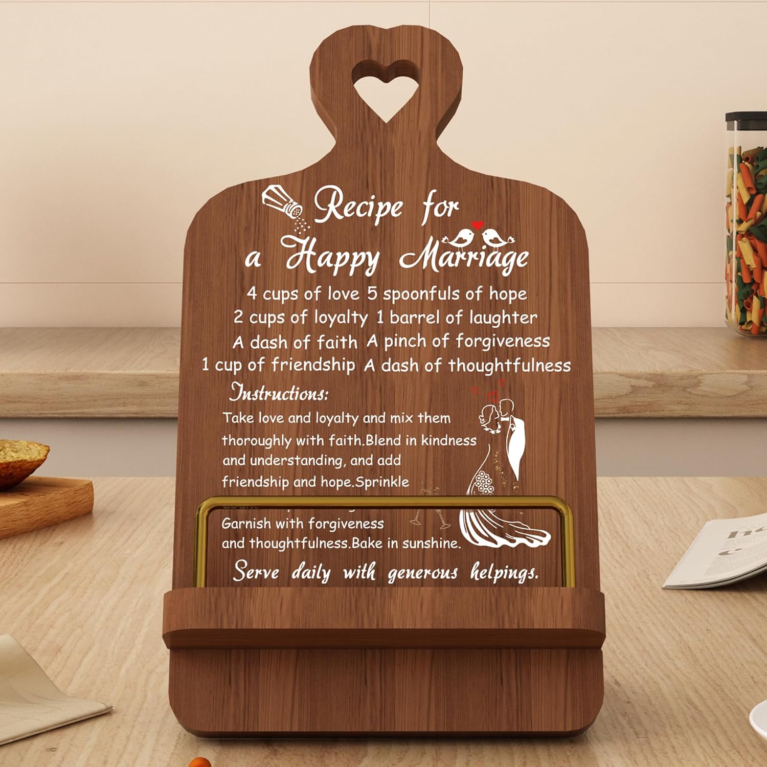 Regalos de boda de aniversario para parejas, regalos de despedida de soltera, soporte para libro de recetas para su regalo de oración matrimonial,