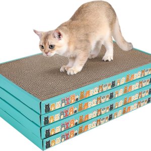 PAWSCRAT Rascador para gatos, paquete de 4 almohadillas para rascar gatos con carcasa de cartón, almohadillas para rascar gatos de interior, tabla PAWSCRAT Rascador para gatos, paquete de 4 almohadillas para rascar gatos con carcasa de cartón, almohadillas para rascar gatos de interior, tabla