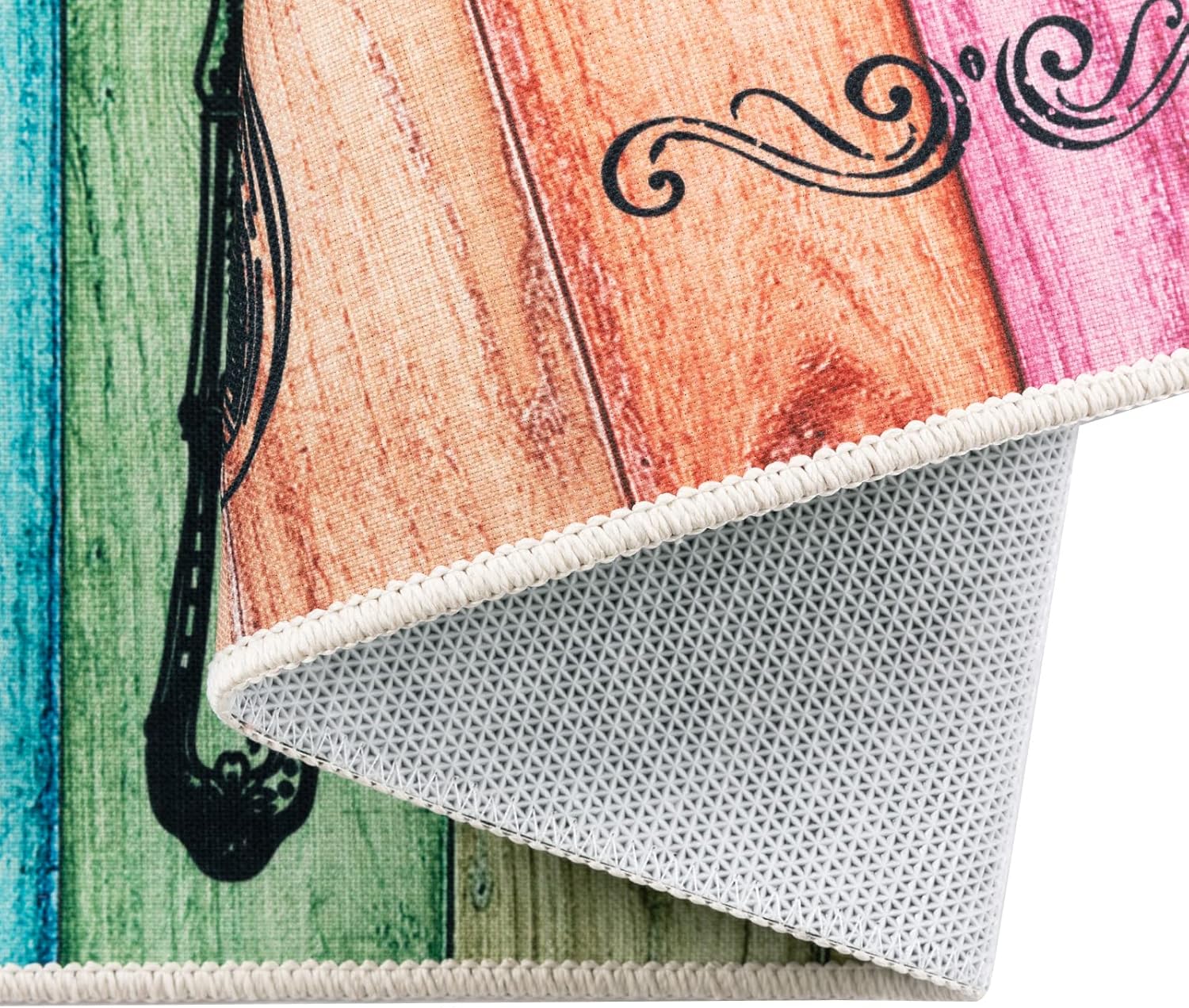 Carvapet Tapete de cocina 2 piezas de 17 x 48 pulgadas + 17 x 24 pulgadas con parte trasera antideslizante, patrón impreso, decoración de granja,