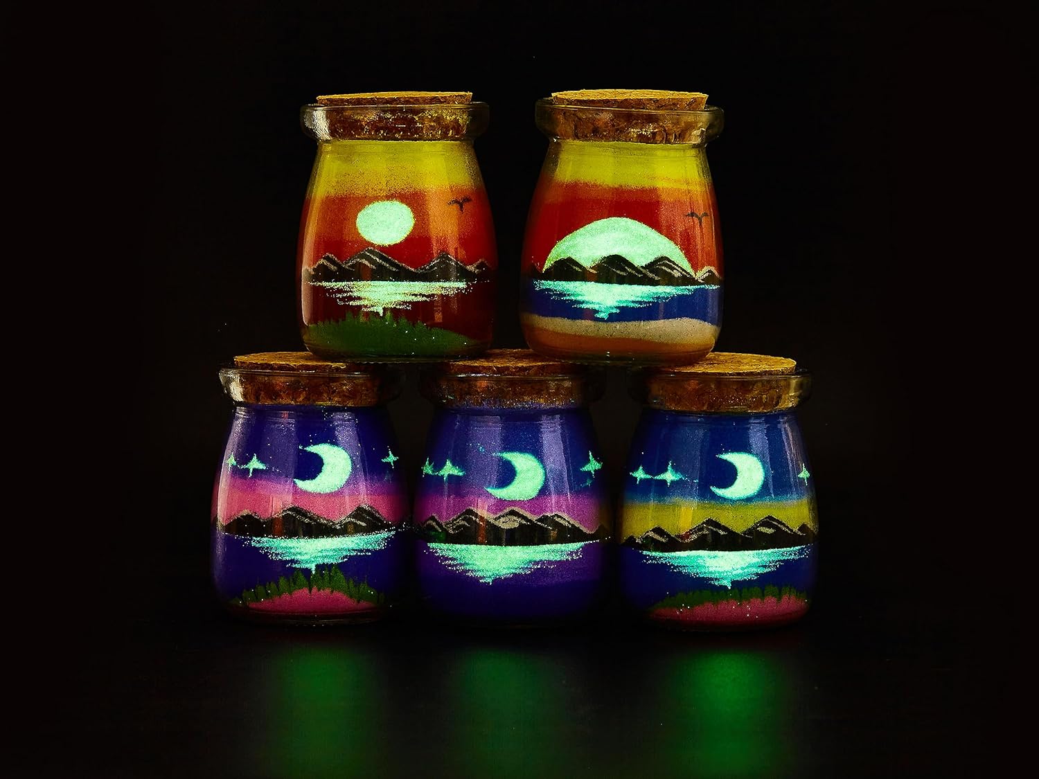YUANLUGV – Botellas de arena de colores con arena luminosa para niños, elegante y exquisita botella de arte de arena, botellas de arte de arena con