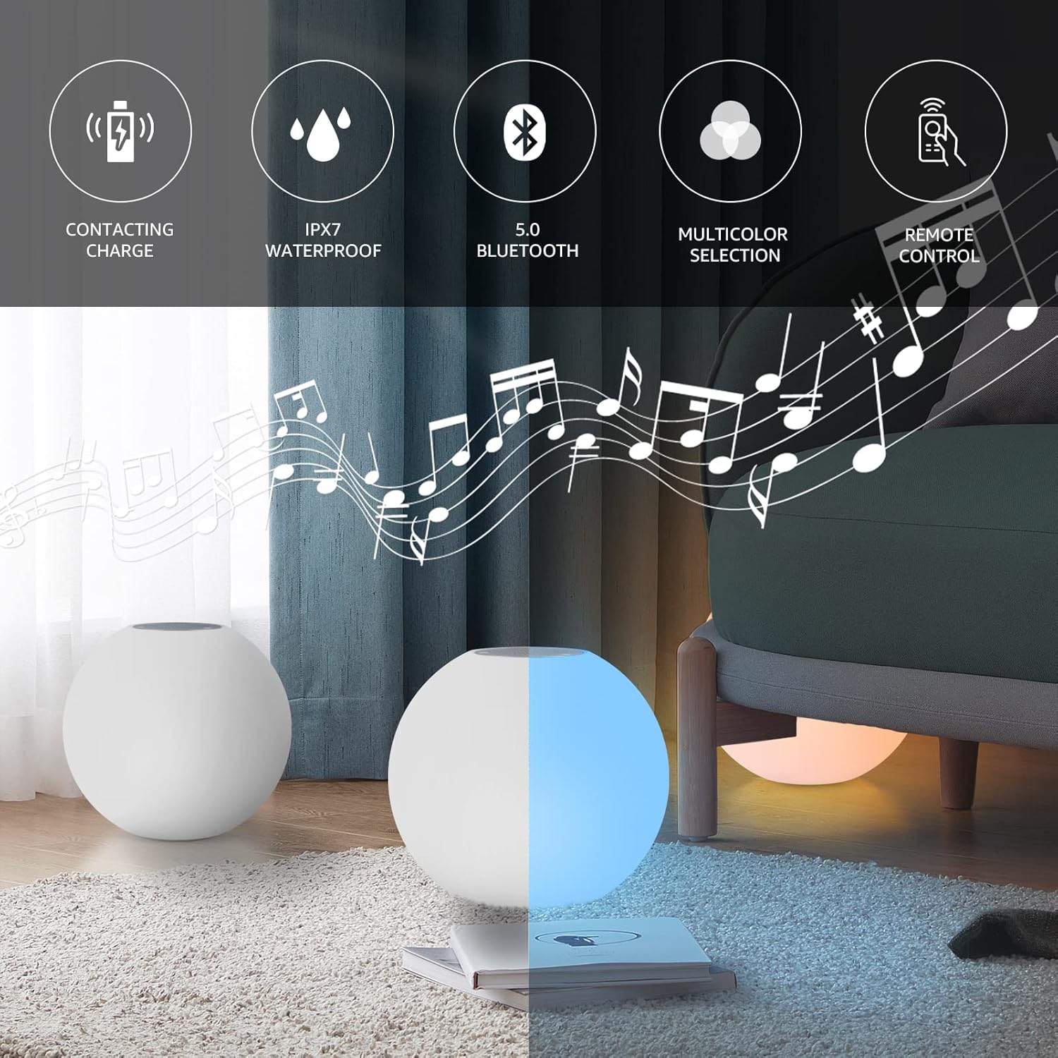 Luces flotantes para piscina con altavoz Bluetooth, luz LED de bola brillante, función 5.0 TWS, control remoto, luces nocturnas para piscina al aire
