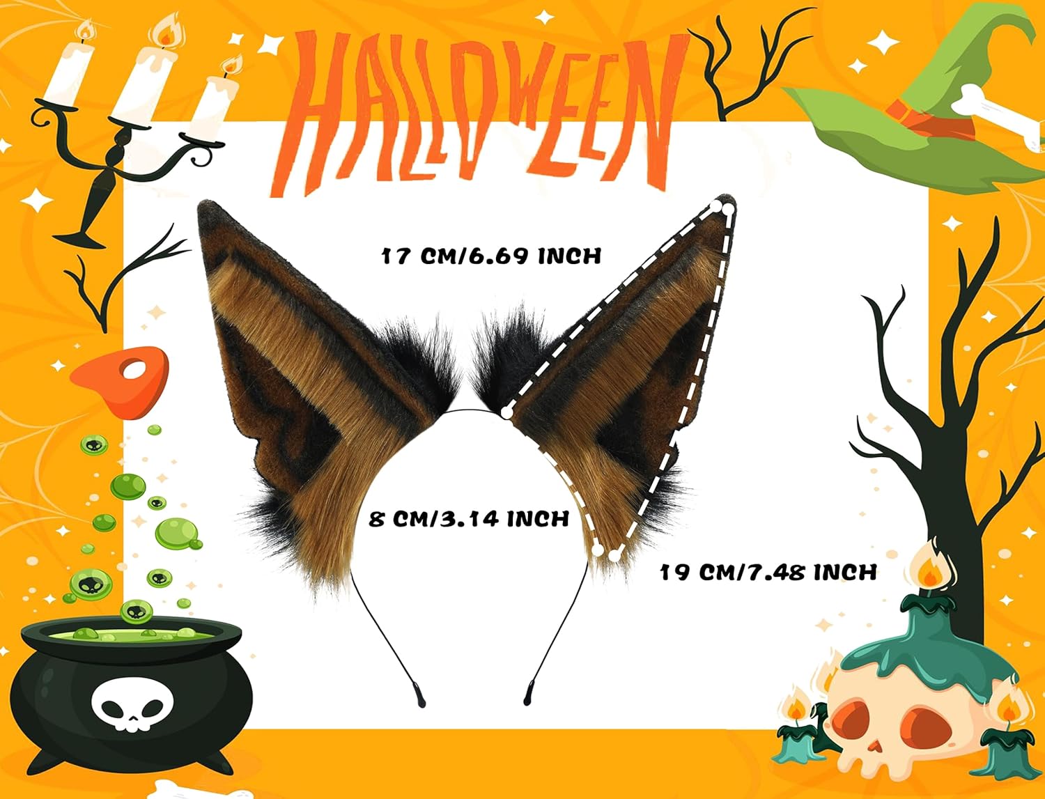 Loiahoer Diadema de orejas de chacal, diadema de pelo de zorro lobo hecha a mano, accesorios para la cabeza, Halloween, cosplay, fiesta de disfraces