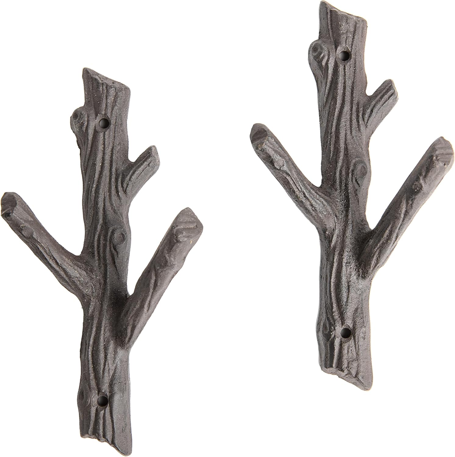 Giftcraft Juego de 2 ganchos decorativos de rama de árbol, ganchos de pared de 3 ganchos, estante para toallas, chaquetas, sombreros, ganchos de