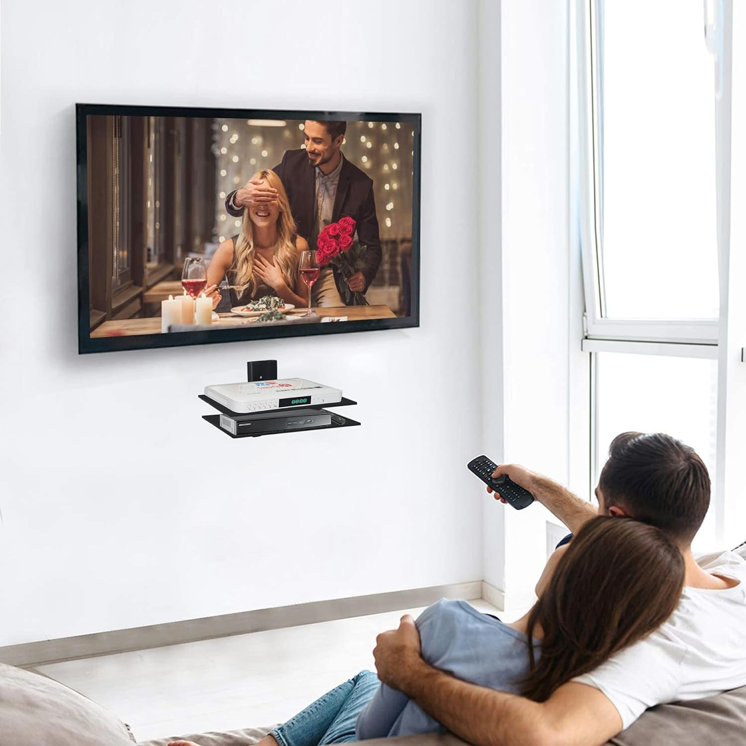 SIMOND STORE – Estantes centrales de entretenimiento de pared – Estante para proyector – Estantes flotantes para TV, reproductores de DVD, consolas