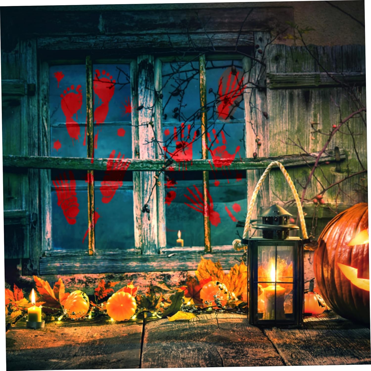 Calcomanías de Halloween para ventana, 6 hojas de calcomanías de huellas de manos sangrientas, calcomanías realistas de zombi, calcomanías