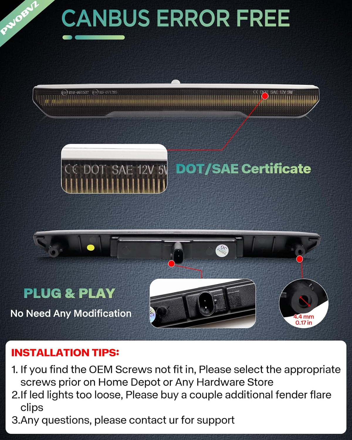 PWOBVZ Luz de marcador lateral LED ámbar con lente ahumada para camioneta GMC Sierra 2500HD 3500HD 2020 2021 2022 2023 2024, lámpara de posición de
