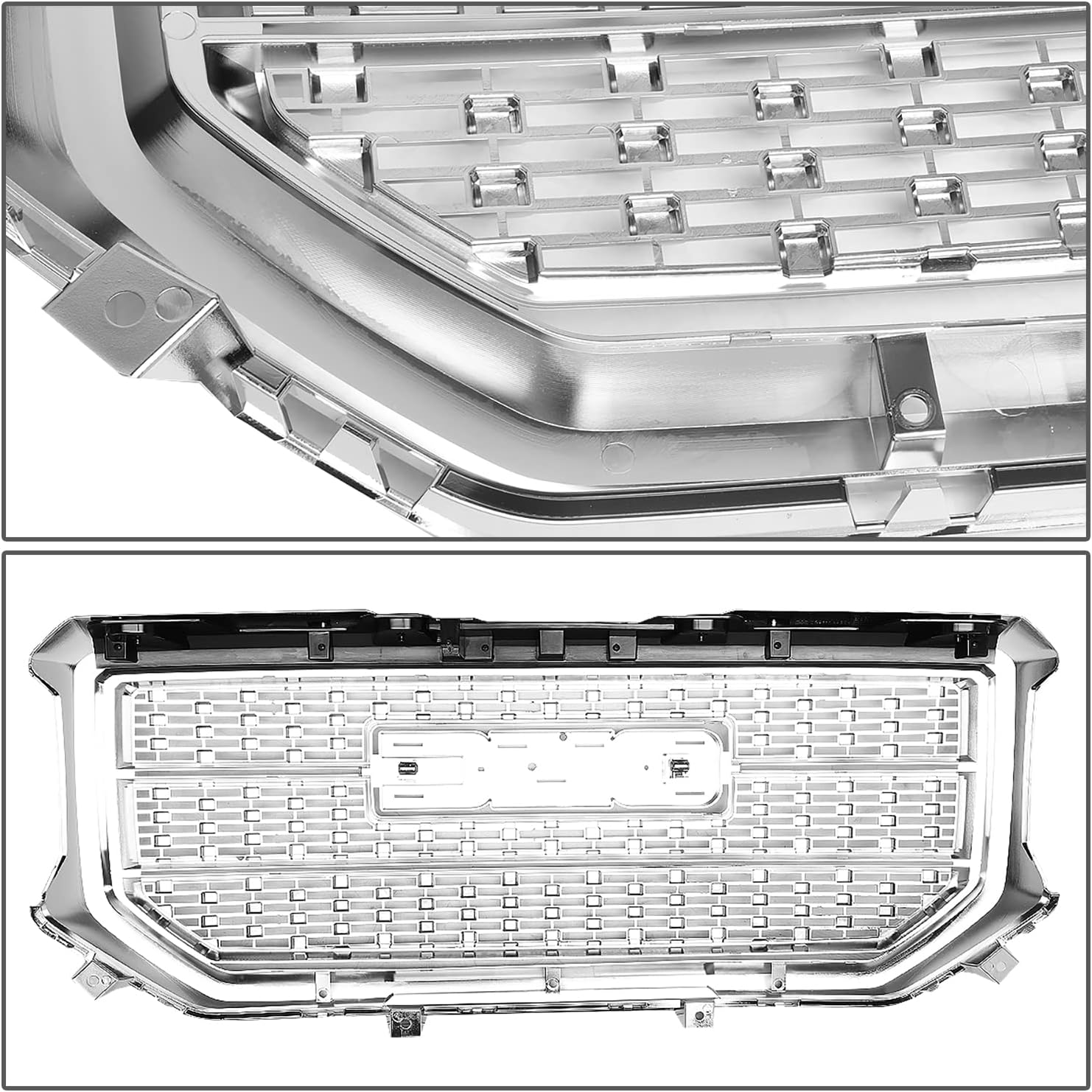 DNA Motoring GRLDDENL-GMCSIE16-CH – Rejilla de parachoques delantero ABS negro compatible con GMC Sierra 1500 16-18
