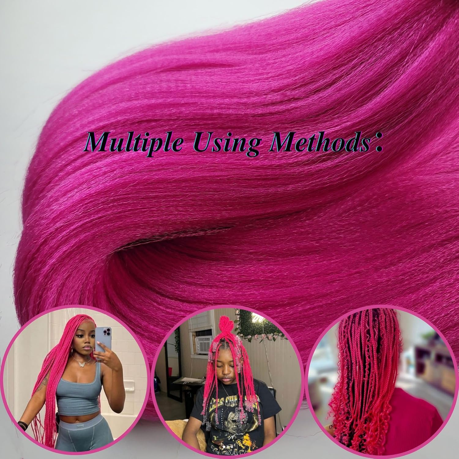 Leticia Cabello trenzado preestirado rosa magenta fácil de usar cabello trenzado preplumado