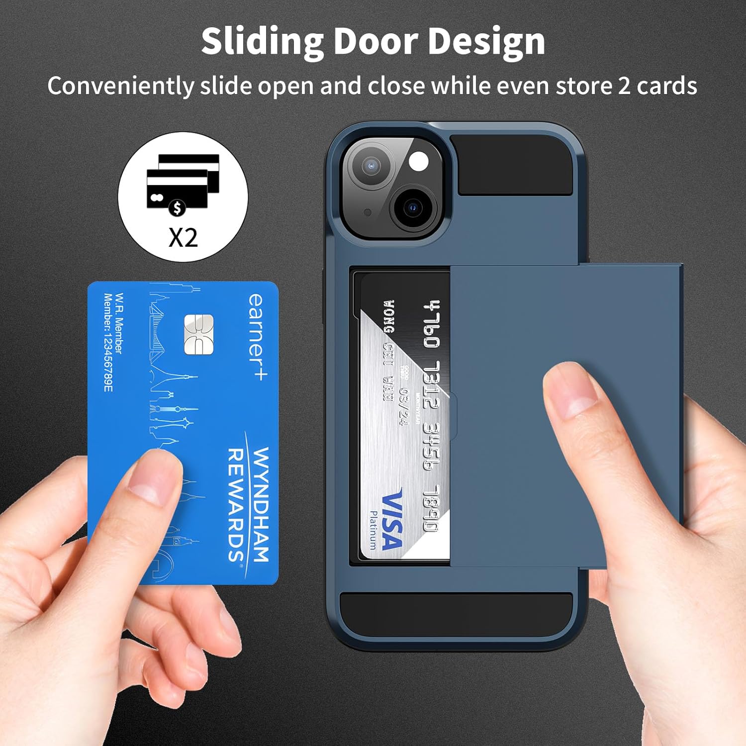 ACANDYA Funda protectora para iPhone 15 Plus con tarjetero y cartera protectora para mujeres y hombres, resistente, a prueba de golpes,