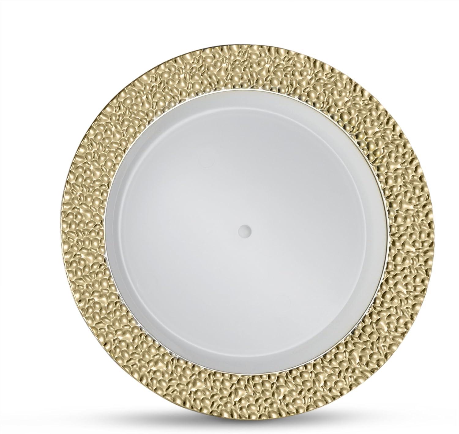 Laura Stein – 16 platos de 7 pulgadas – Vajilla de diseñador de plástico pesado de alta calidad, platos de ensalada con borde dorado, plato de