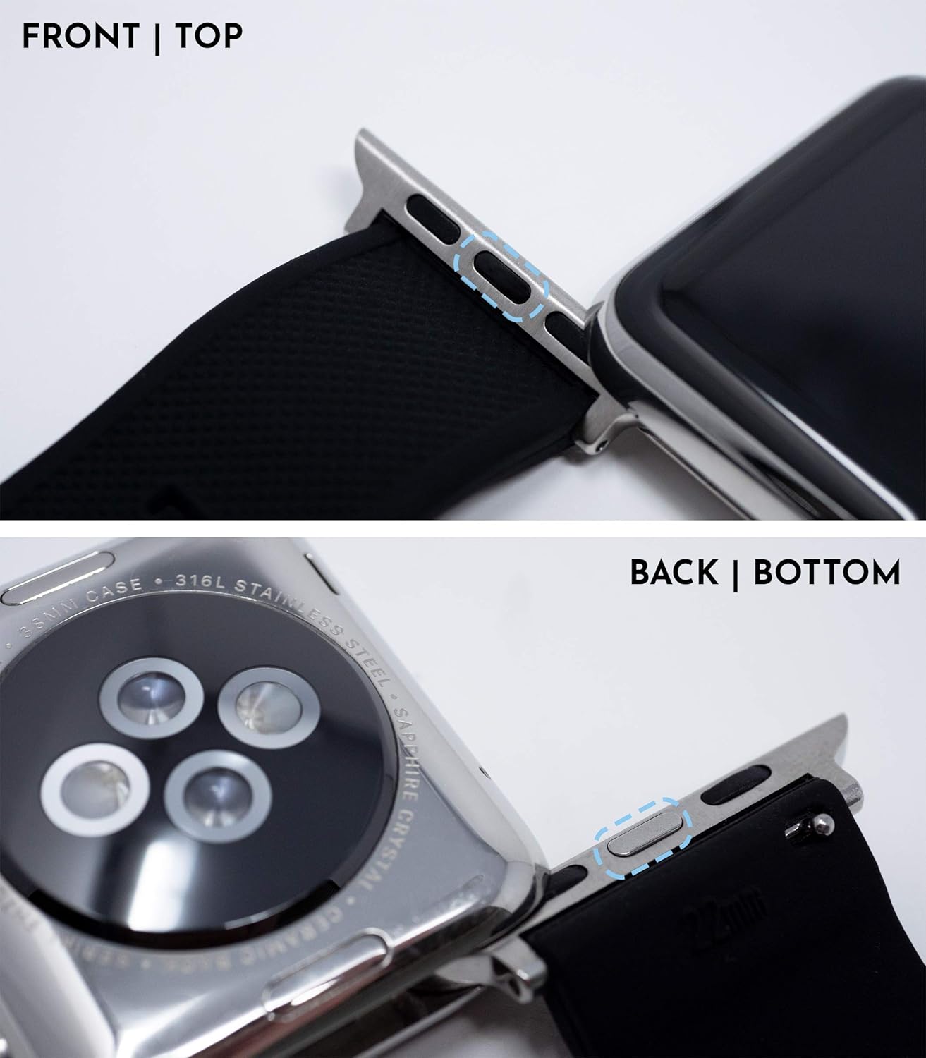 Barton Watch Bands – Extensibles de silicona Elite para reloj – Accesorios y adaptadores negros con deposición física de vapor, de liberación