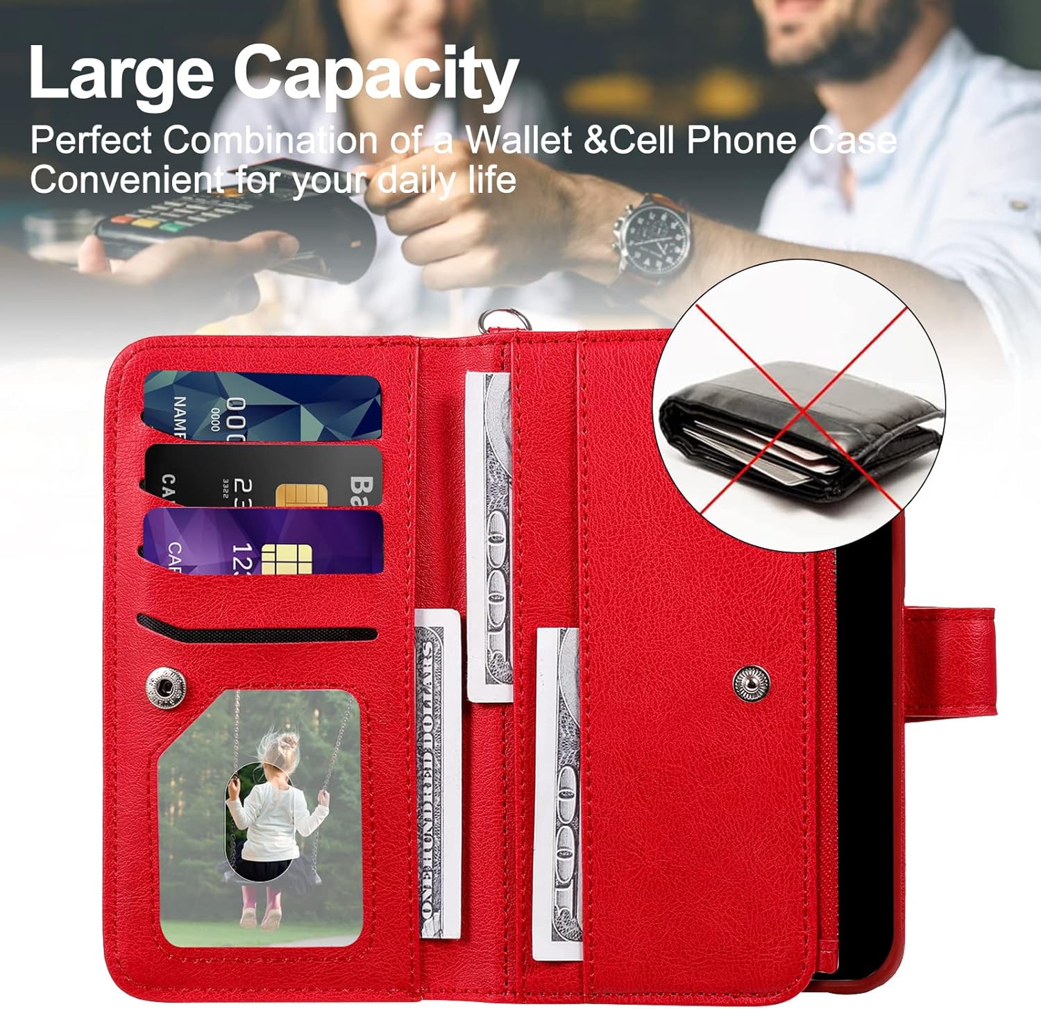 Funda para Galaxy A32 5G, 2 en 1 magnética desmontable a prueba de golpes, funda de piel sintética con ranura para tarjeta para Samsung Galaxy A32
