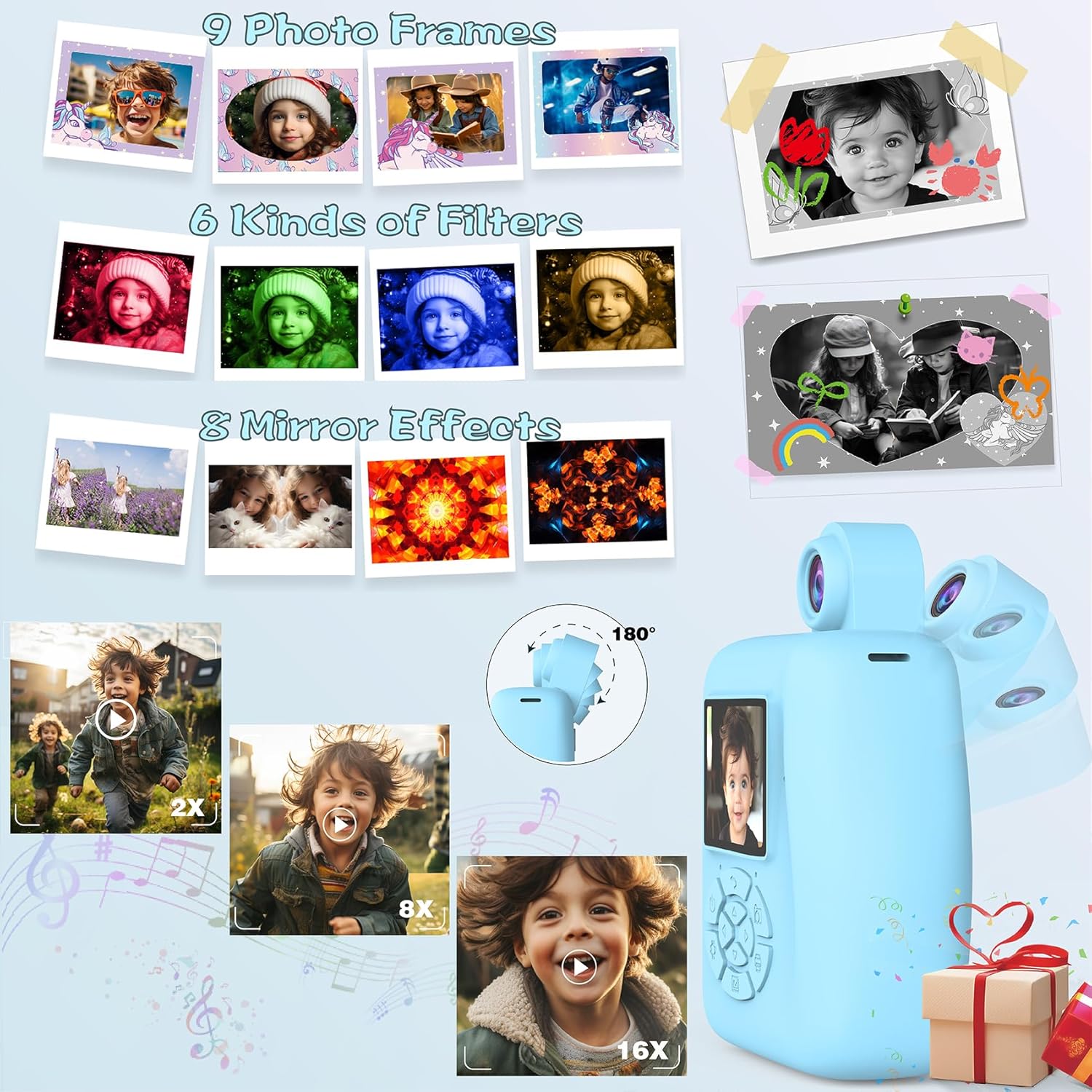 Cámara de impresión instantánea para niños, cámara de impresión instantánea para niños, cámara sin tinta, cámaras de video digitales para niños,