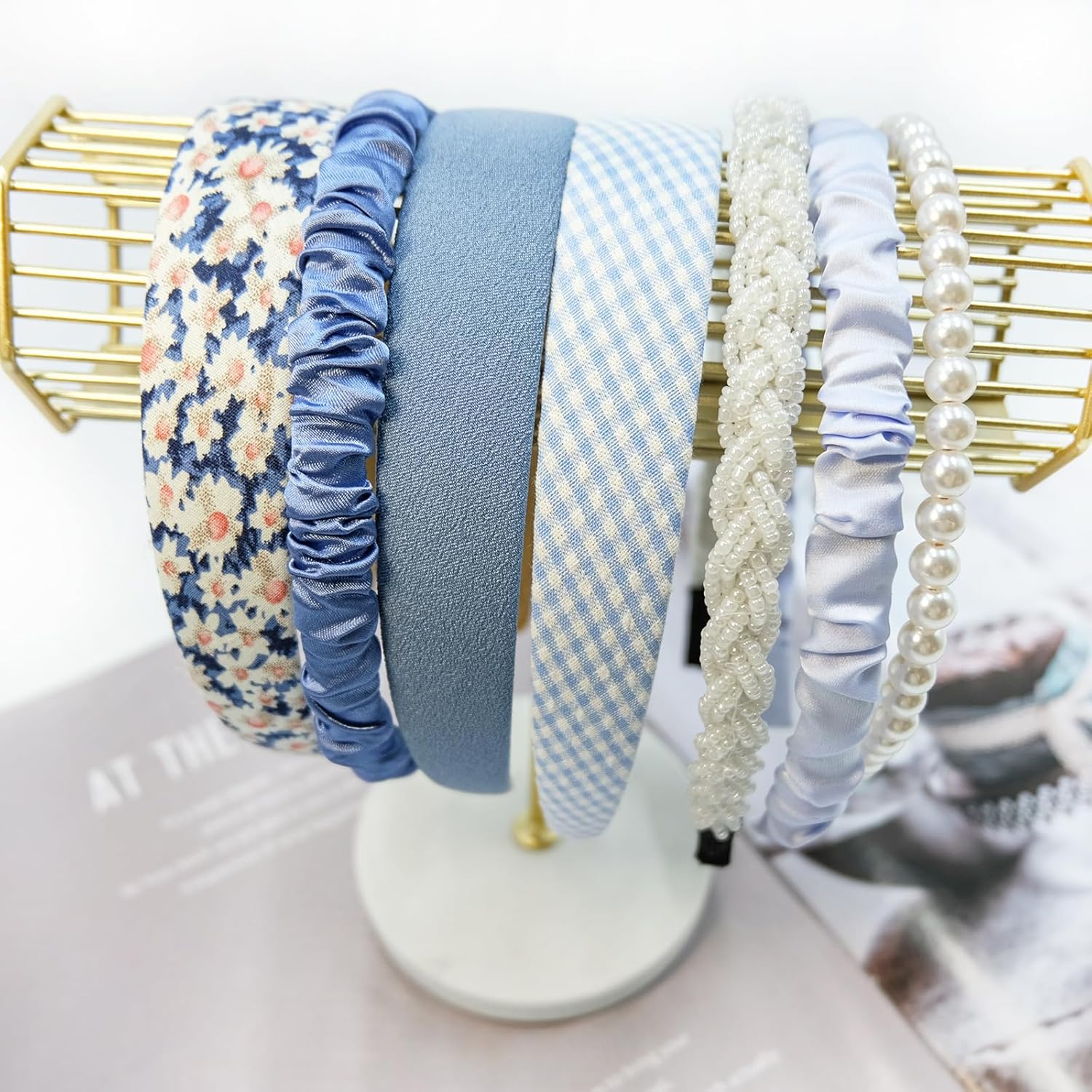 MEFINESHOW 7 diademas de moda diferentes para mujer, diademas de flores antideslizantes, lindas diademas de perlas para niñas, diadema ancha vintage