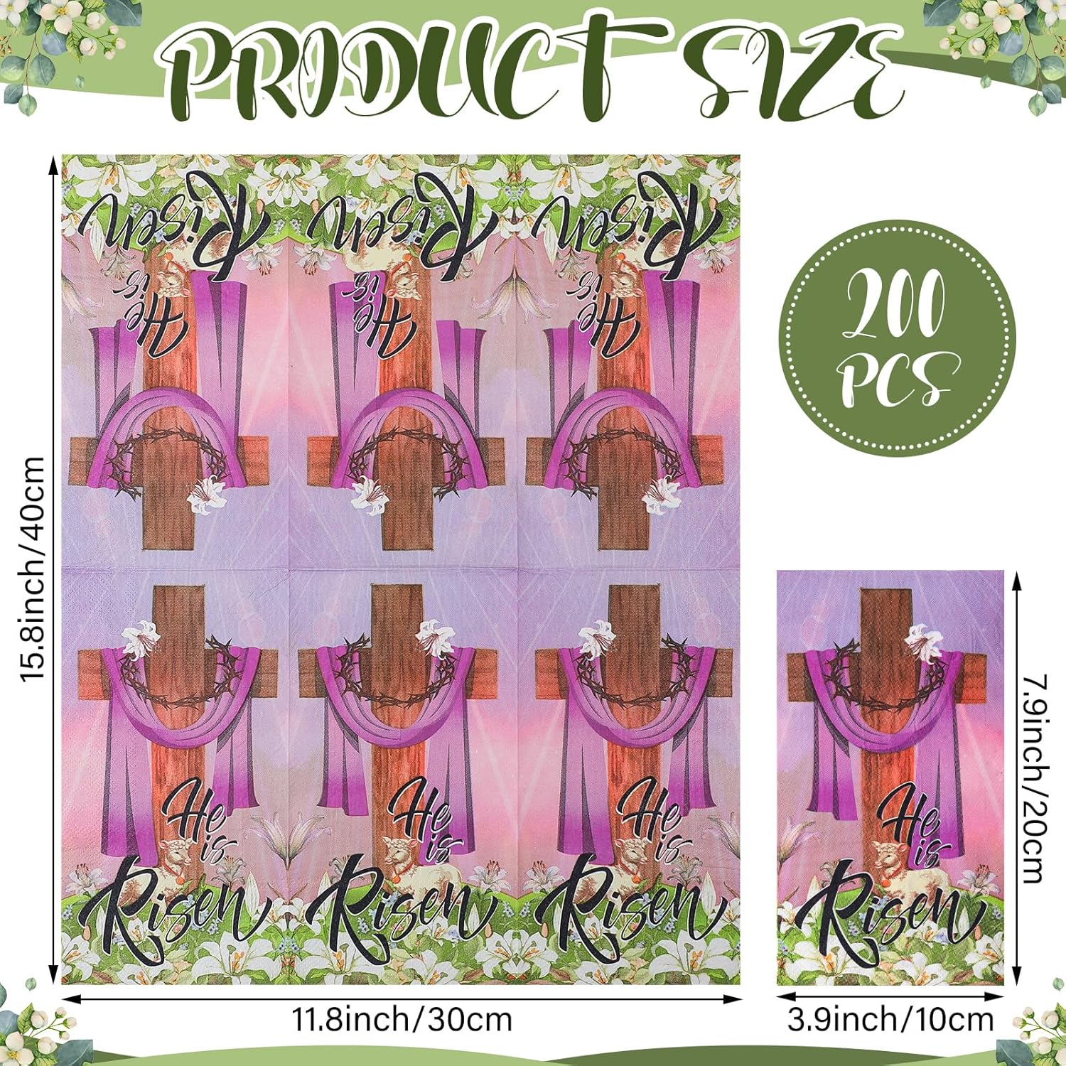 Zhanmai 200 servilletas desechables de papel con texto en inglés Happy Easter He Is Risen para invitados, servilletas decorativas de Pascua, mesa,