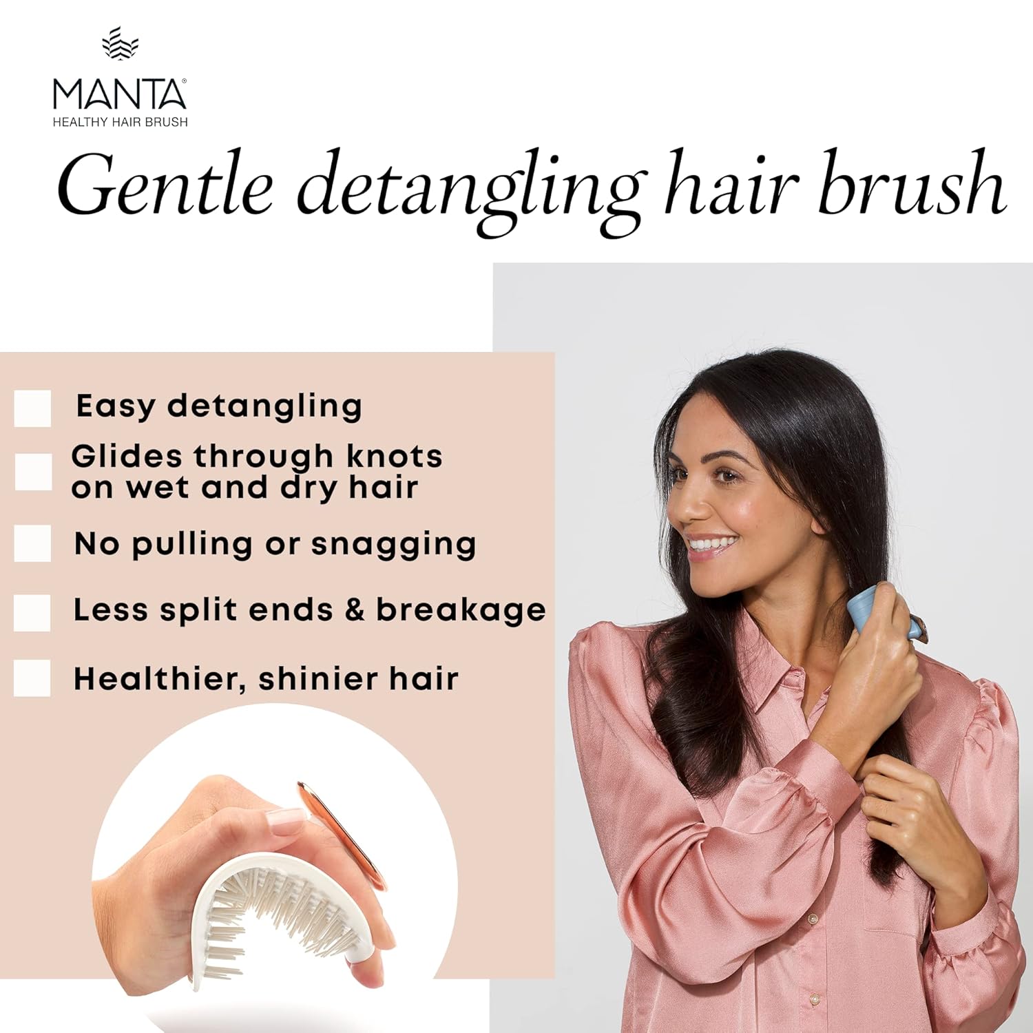 Cepillo para el cabello  Cepillo de pelo totalmente flexible  Cepillo suave que ayuda a prevenir la rotura del cabello  Masajeador y desenredante