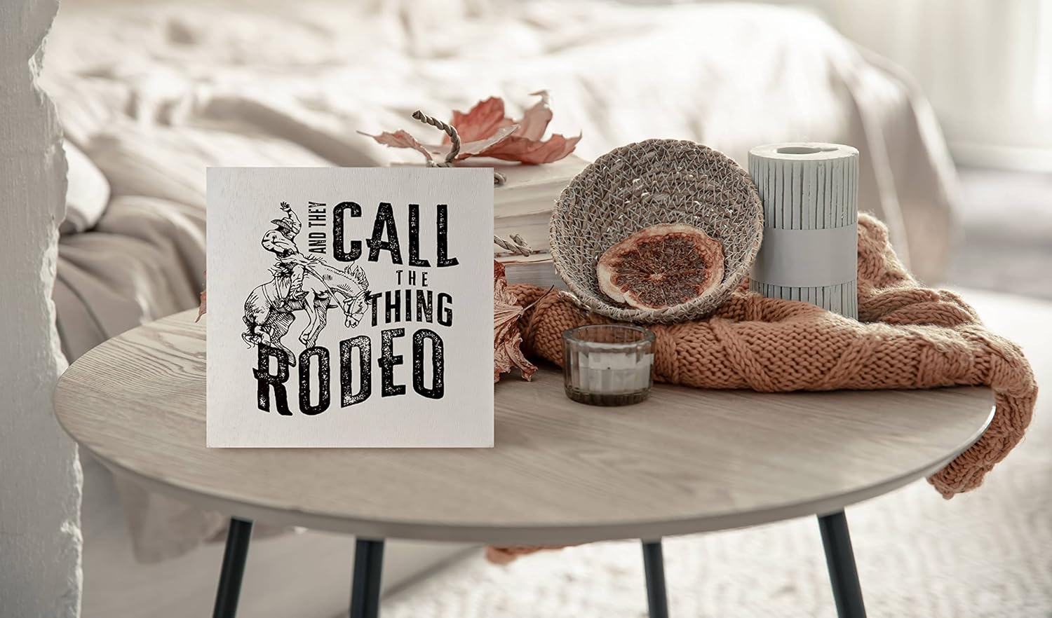 Caja de placa de madera rústica con diseño de vaquero occidental y ellos llaman la cosa Rodeo, decoración de escritorio para el hogar, dormitorio,