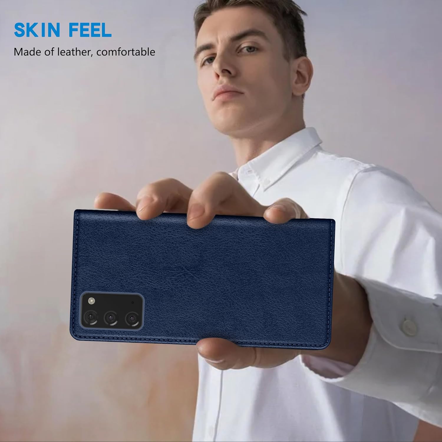 ZZXX Funda tipo cartera para Samsung Galaxy Note 20 con bloqueo RFID, soporte de ranura para tarjetas, funda protectora de cuero magnético fuerte