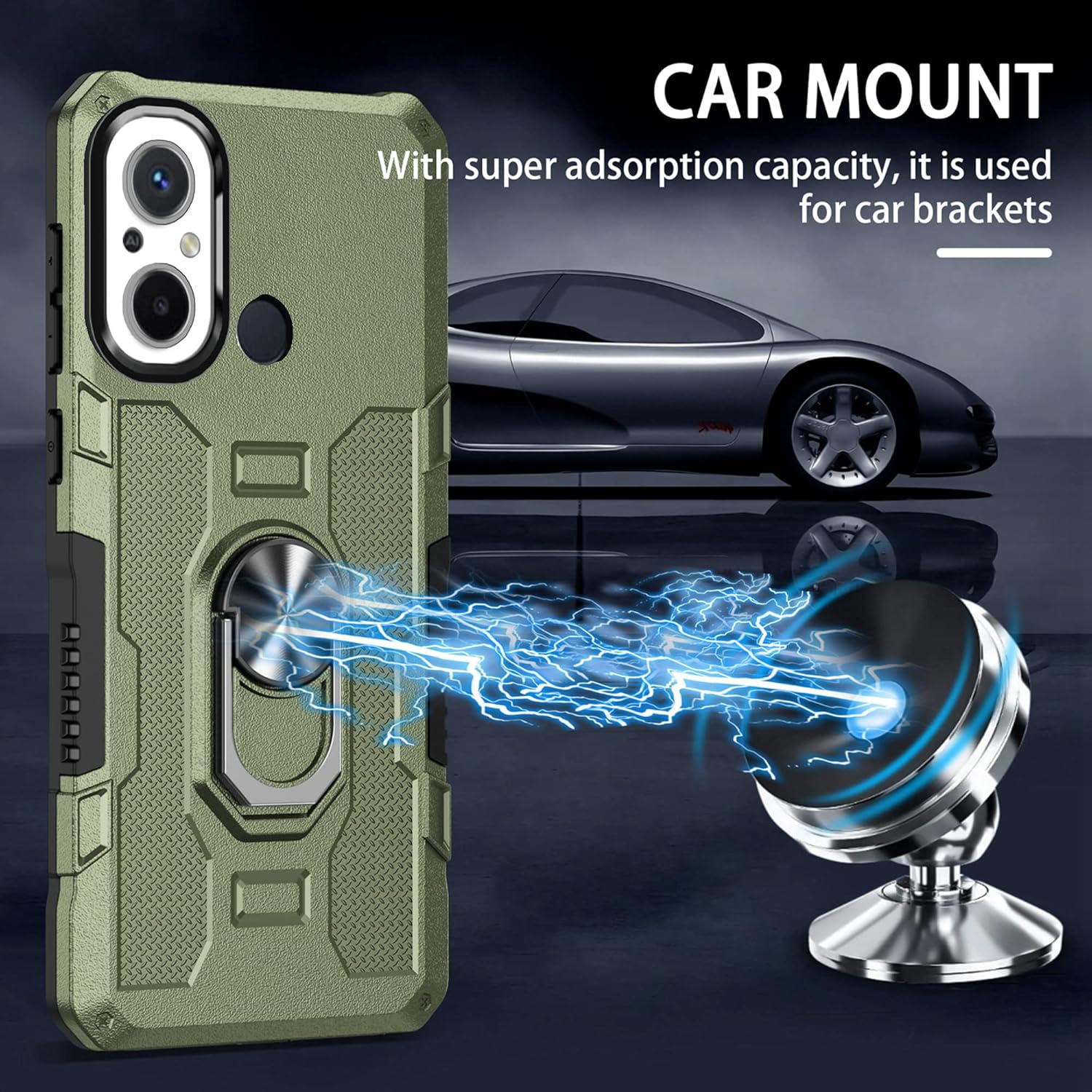 Ysnzaq Funda resistente resistente para Xiaomi Redmi 12C 6.71″, protección de grado militar con soporte magnético cubierta de teléfono para Xiaomi