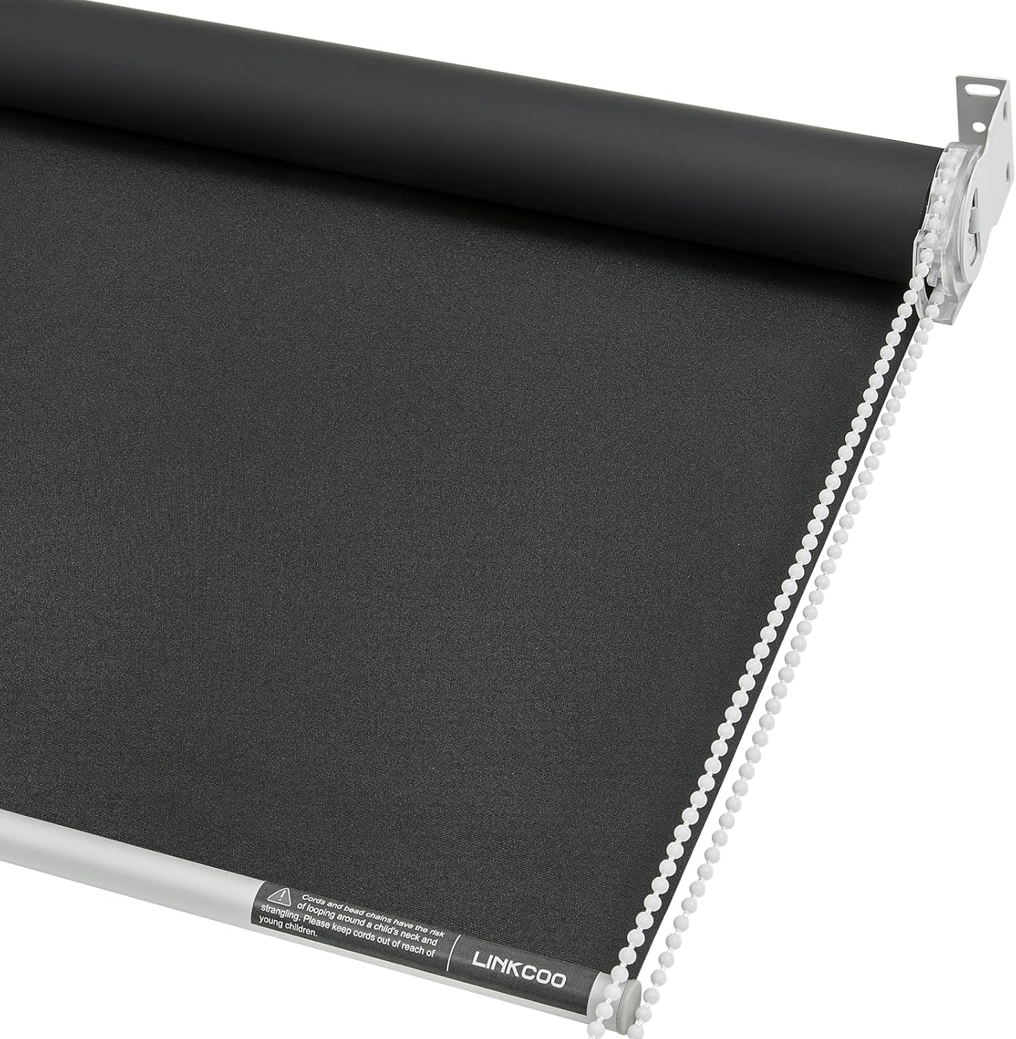 LINKCOO Persianas enrollables 100 % opacas, con tela impermeable con aislamiento térmico, con cadena, para hogar y oficina (negro, 32 pulgadas de