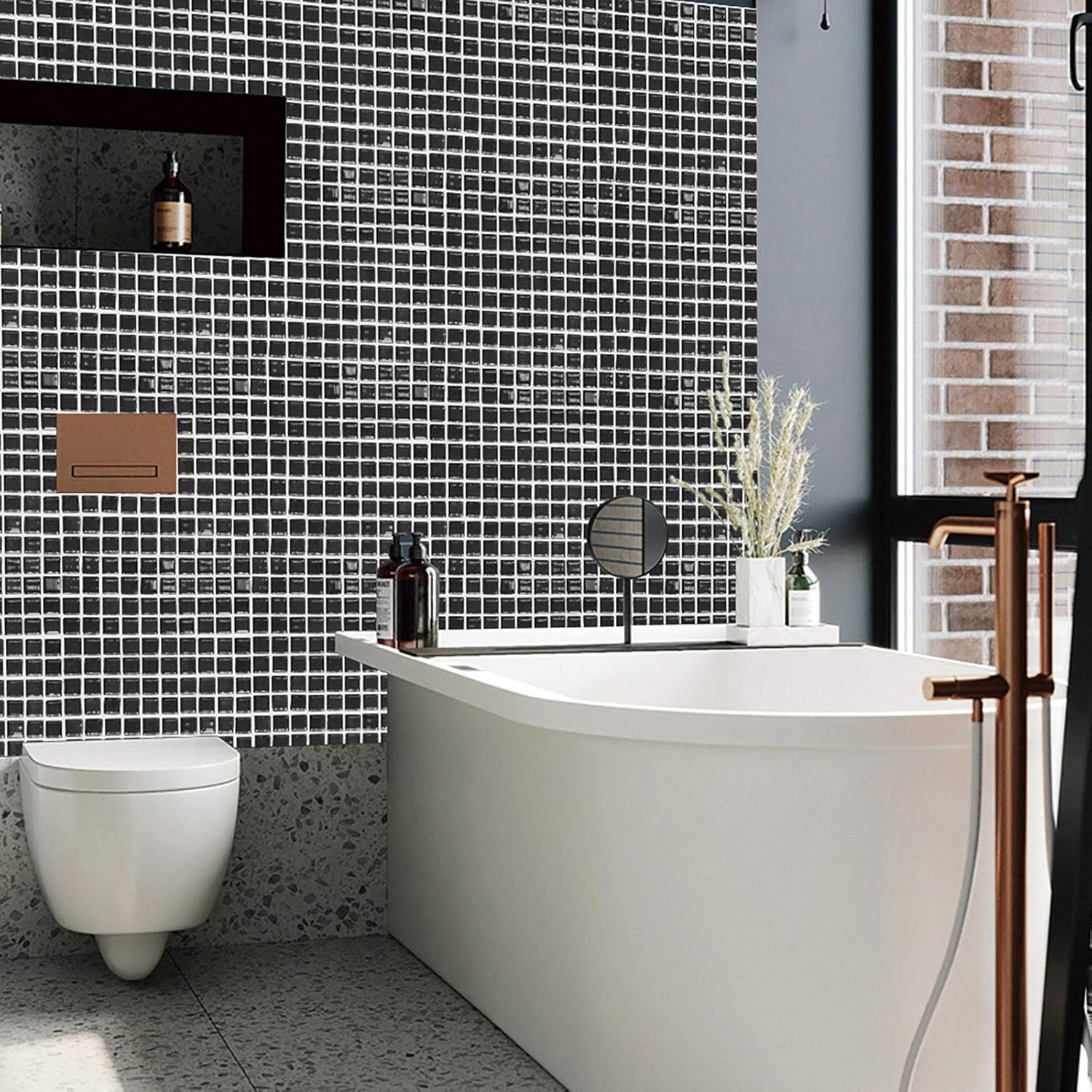 Azulejo adhesivo de 10 hojas para cocina, protector contra salpicaduras para cocina y baño, azulejos de pared 3D autoadhesivos para bordes de