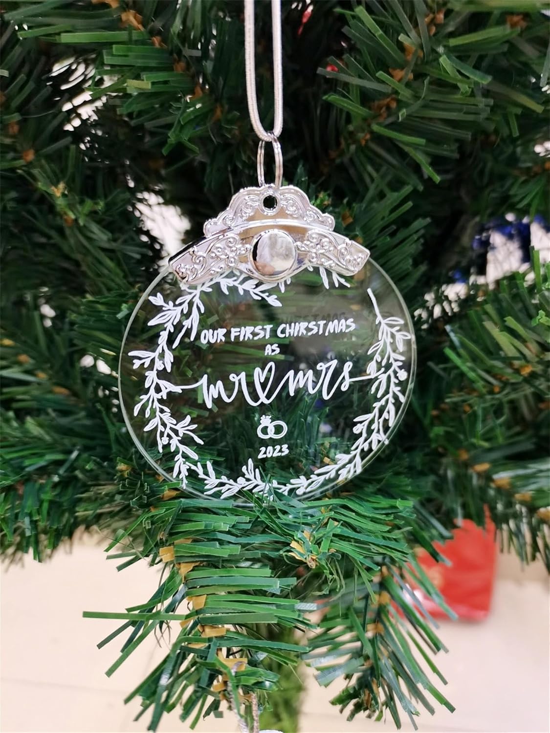 Adornos de Navidad, regalos de boda, regalos de despedida de soltera, adorno de boda 2023, regalos de compromiso para parejas recién comprometidas,